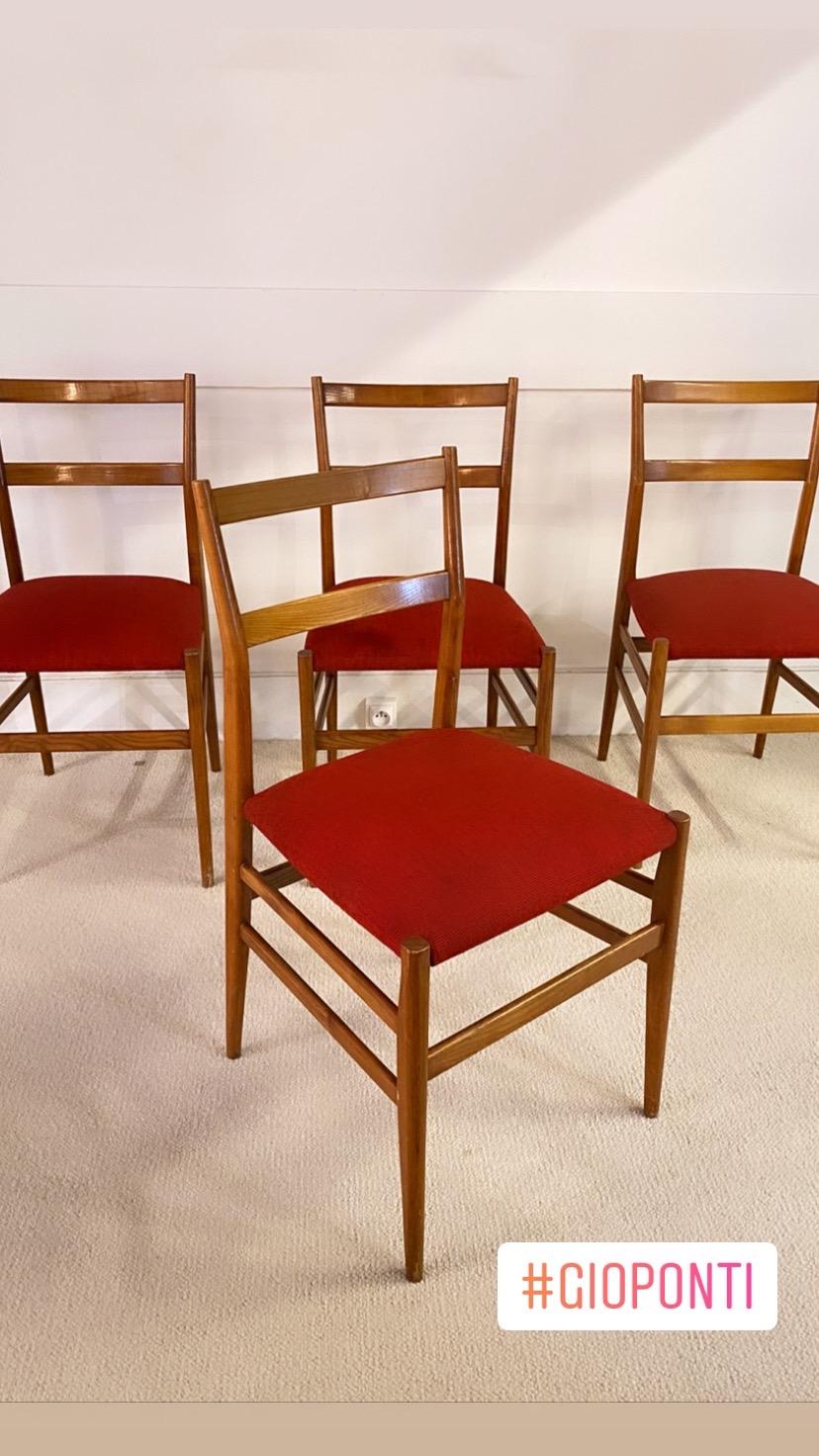 Mid-Century Modern Set of 4 Chairs by Gio Ponti, circa 1950