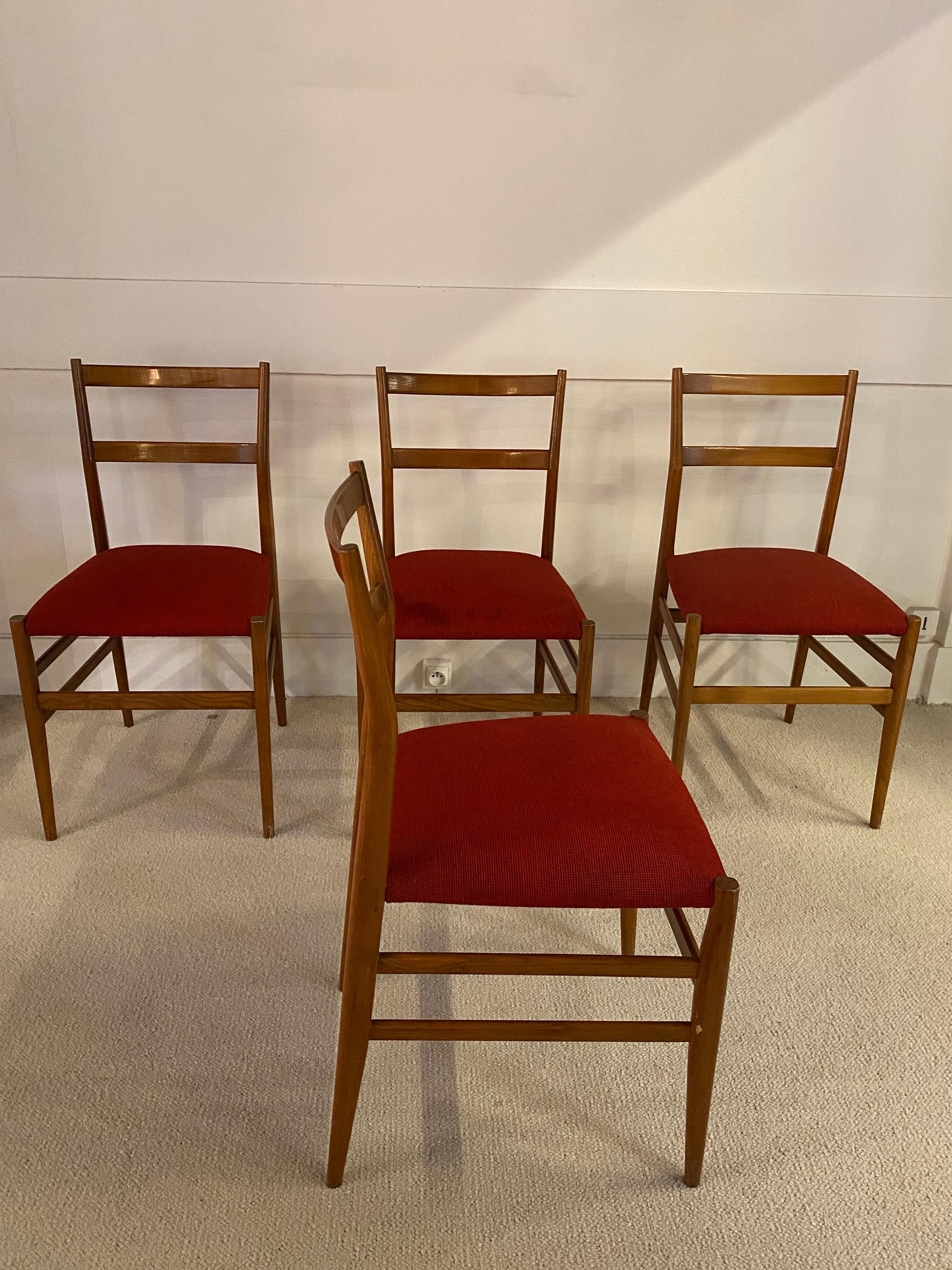 Italian Set of 4 Chairs by Gio Ponti, circa 1950