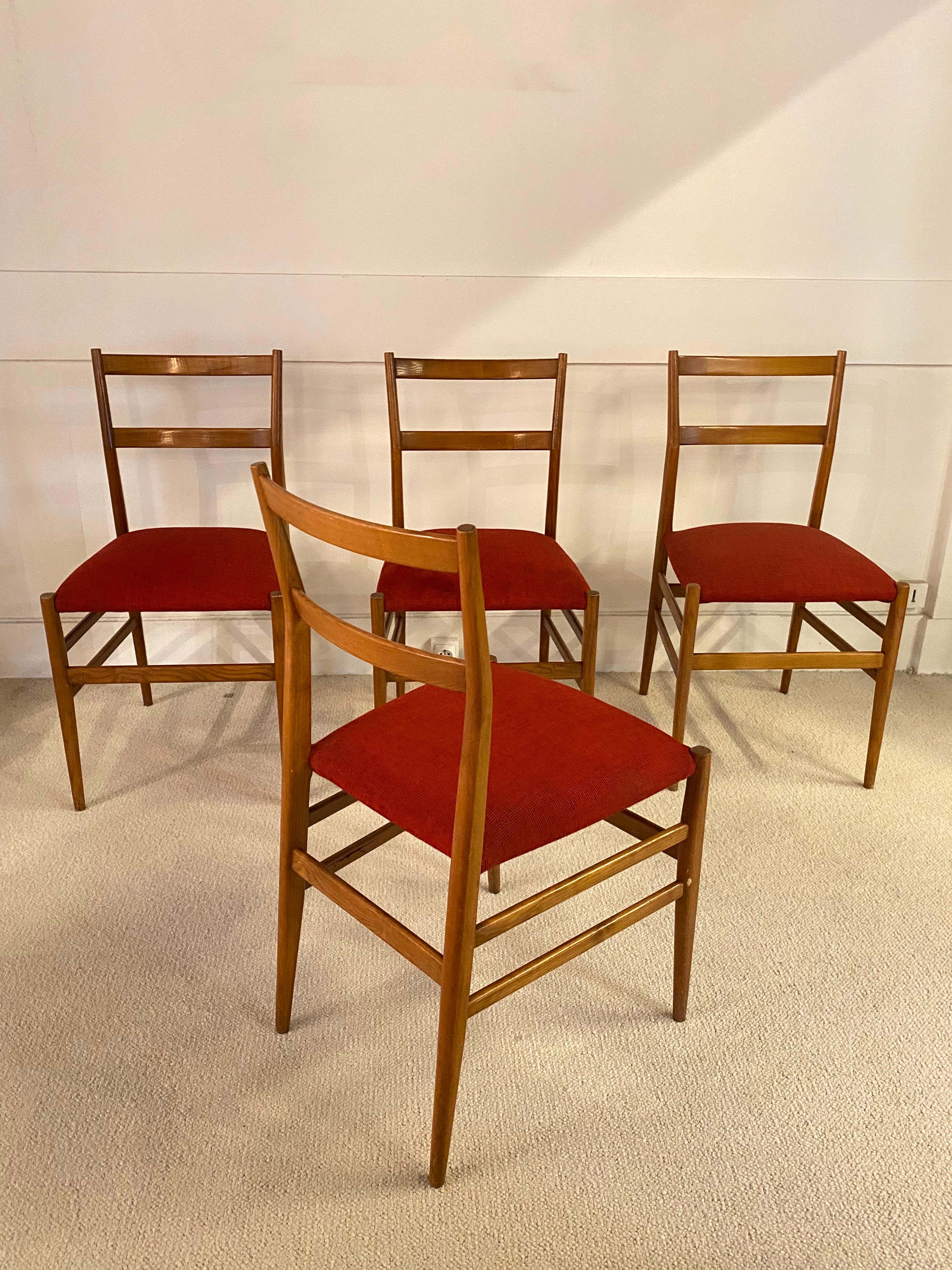 Set of 4 Chairs by Gio Ponti, circa 1950 In Good Condition In Saint-Ouen, FR