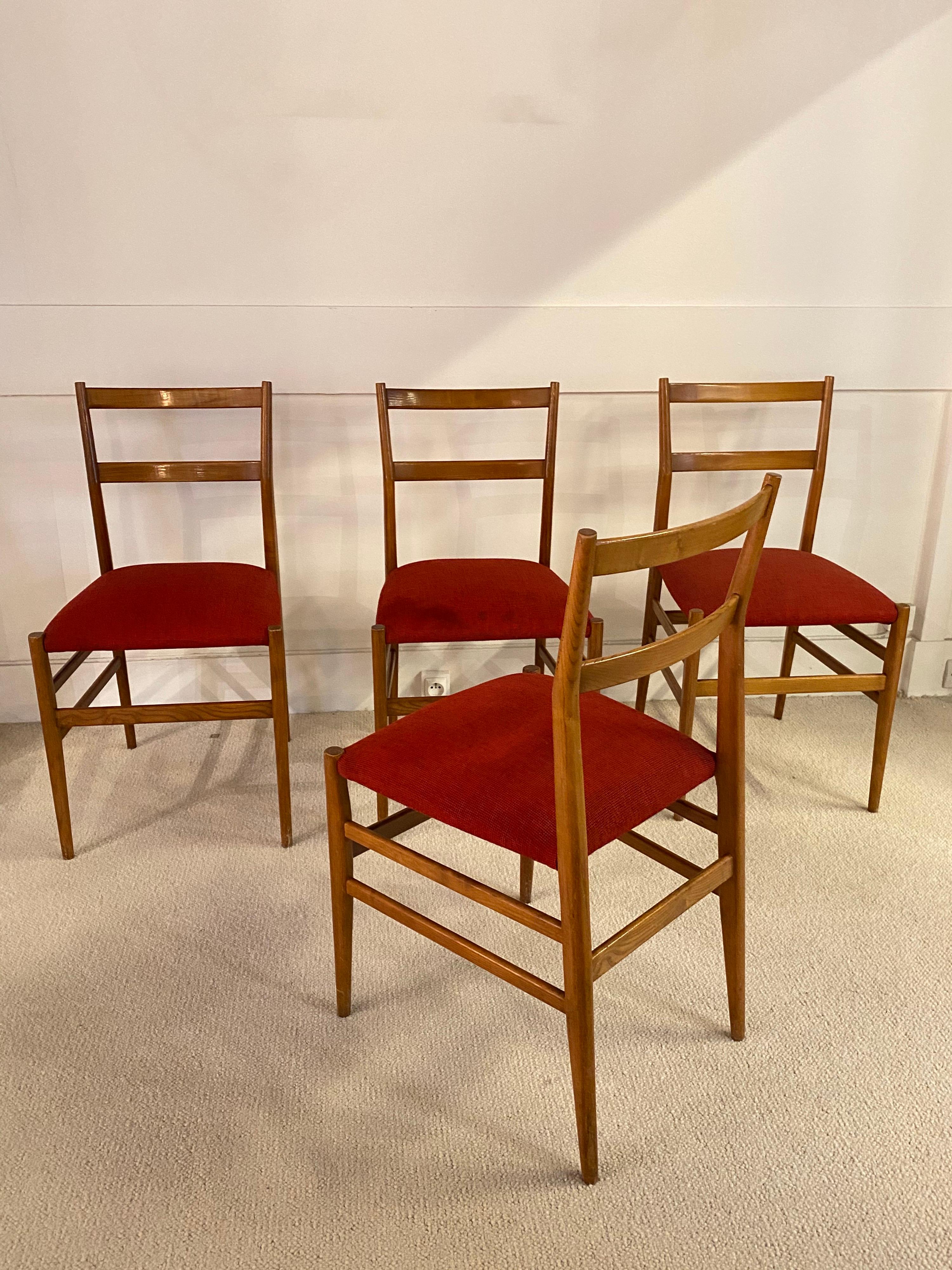Mid-20th Century Set of 4 Chairs by Gio Ponti, circa 1950