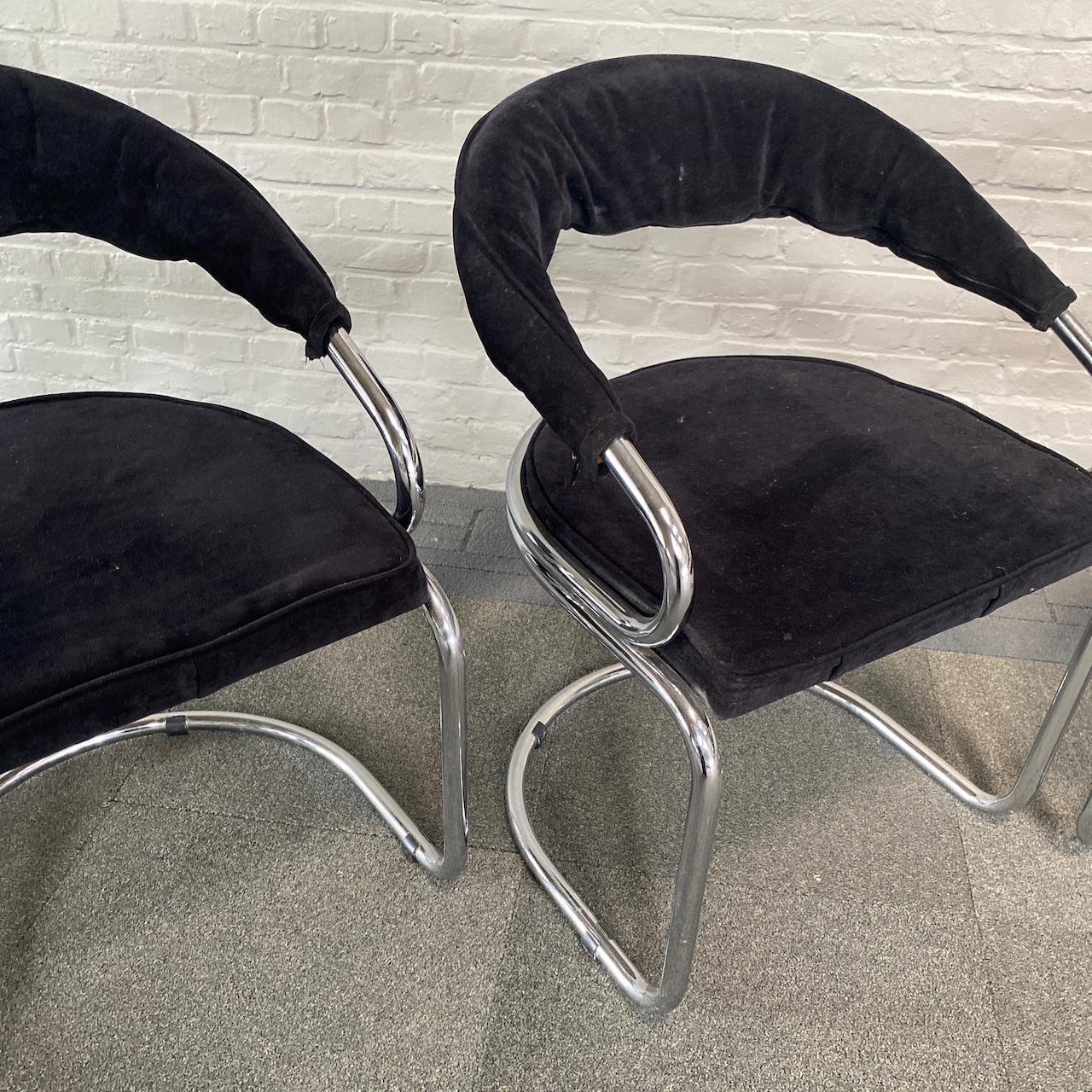 Velvet Set of 4 chairs by Giotto Stoppino for Kartell. For Sale