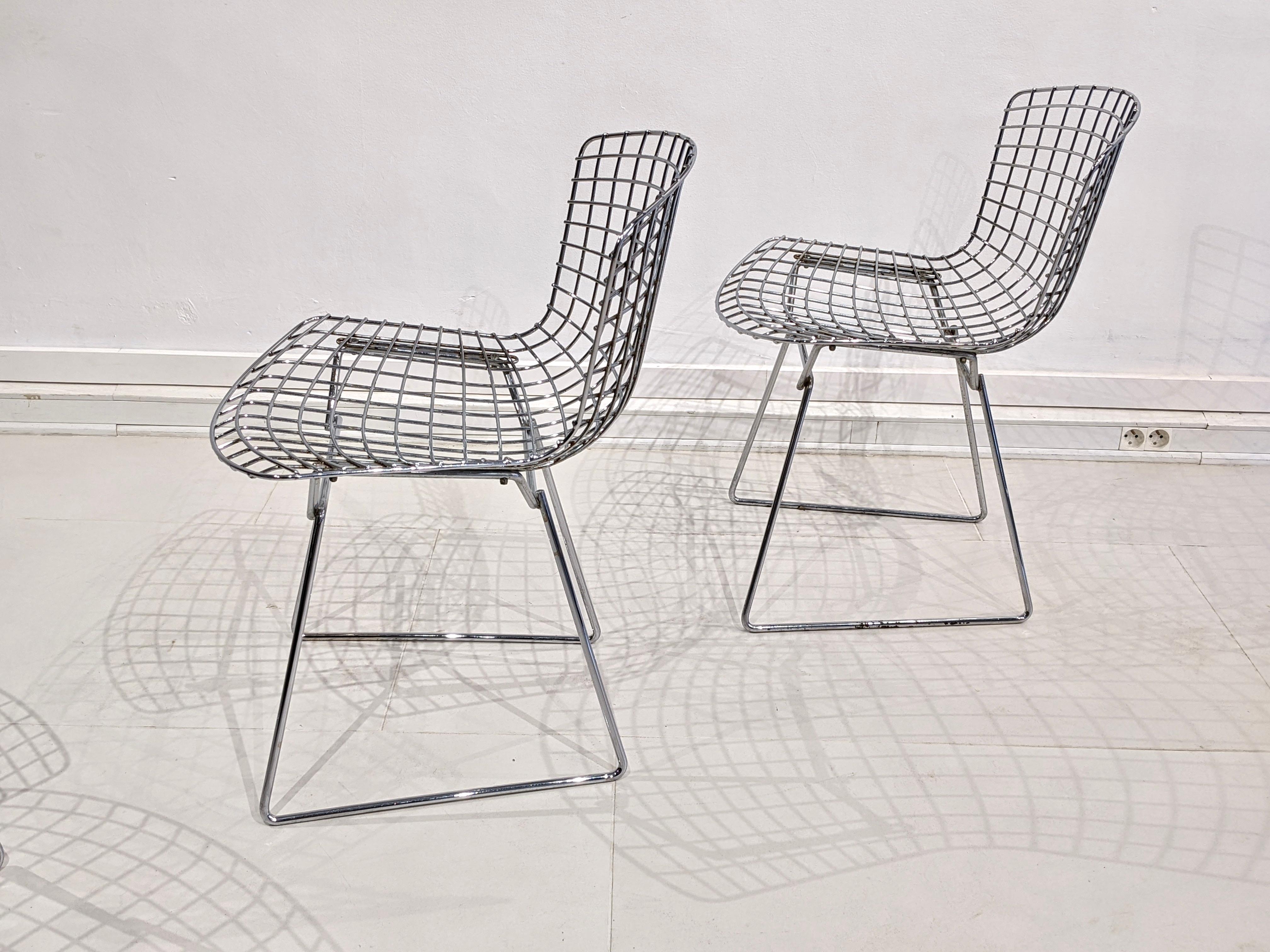Steel Set of 4 Chairs by Harry Bertoia for Knoll