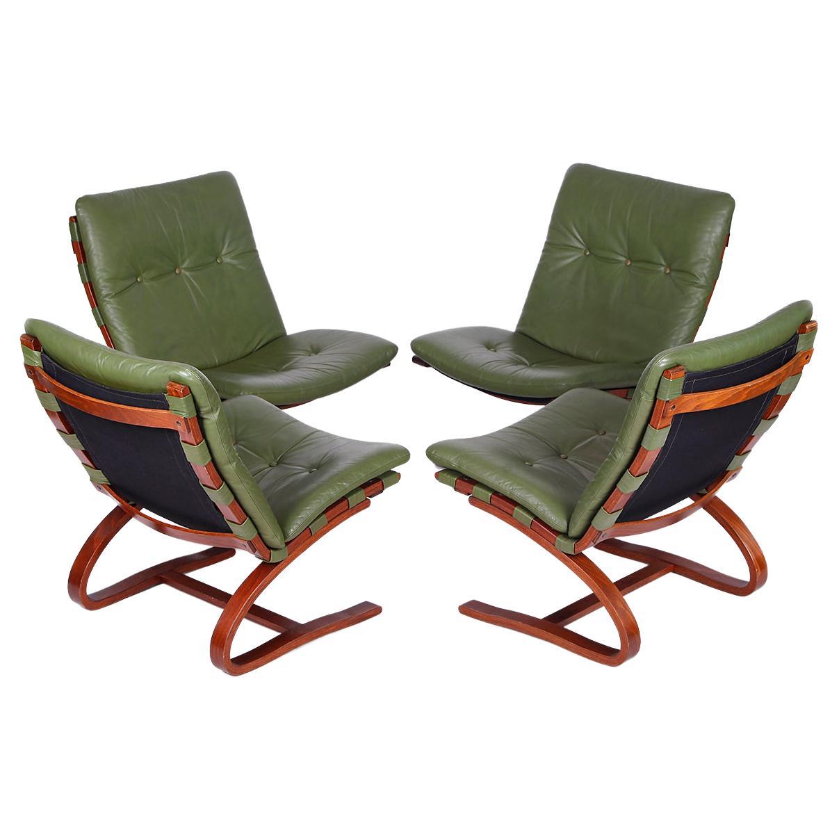 Set of 4 chairs by Ingmar Relling for Westnofa 1960s For Sale