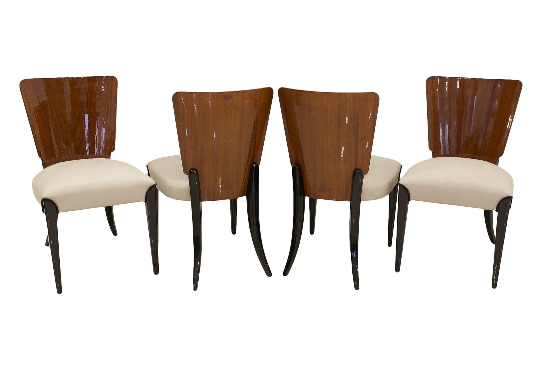 Mid-20th Century Set of 4 Chairs by J. Halabala, Czechoslovakia, 1930s