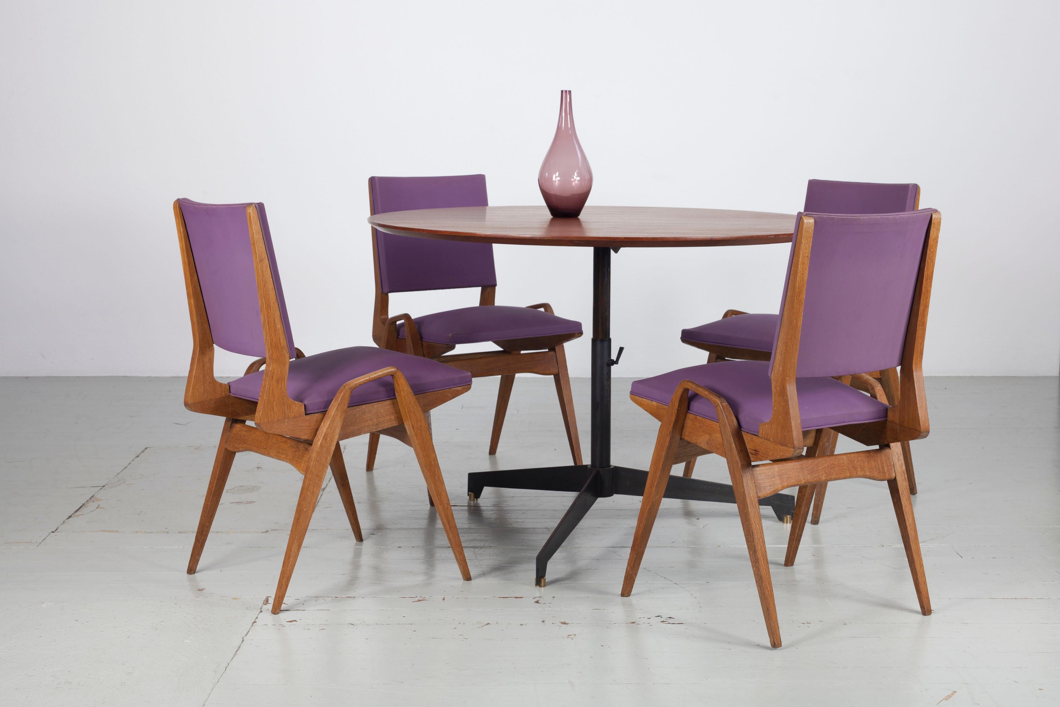 Set of 4 Chairs by Maurice Pré, made in France, 1950, with original fabric. For Sale 6