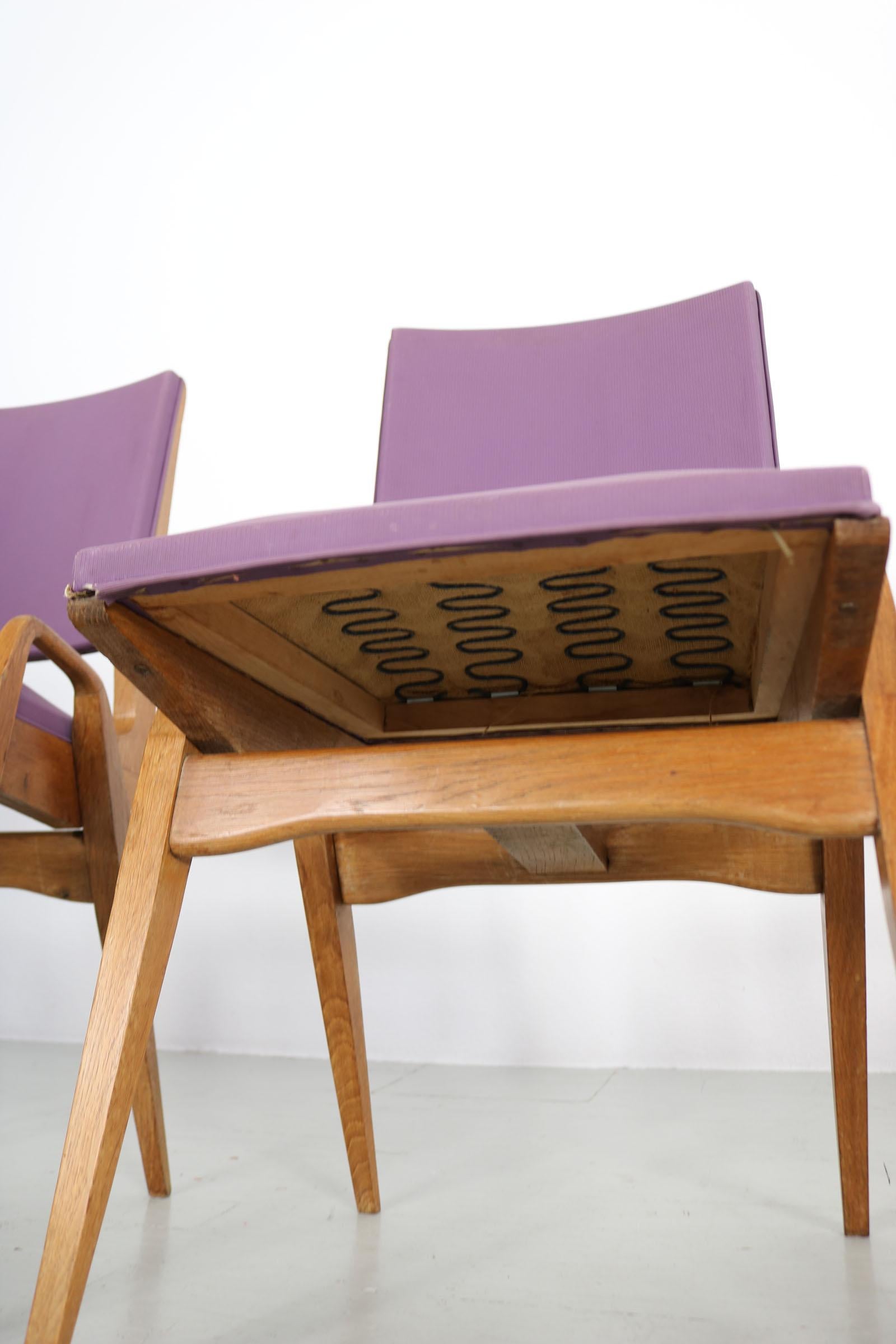Set of 4 Chairs by Maurice Pré, made in France, 1950, with original fabric. For Sale 9
