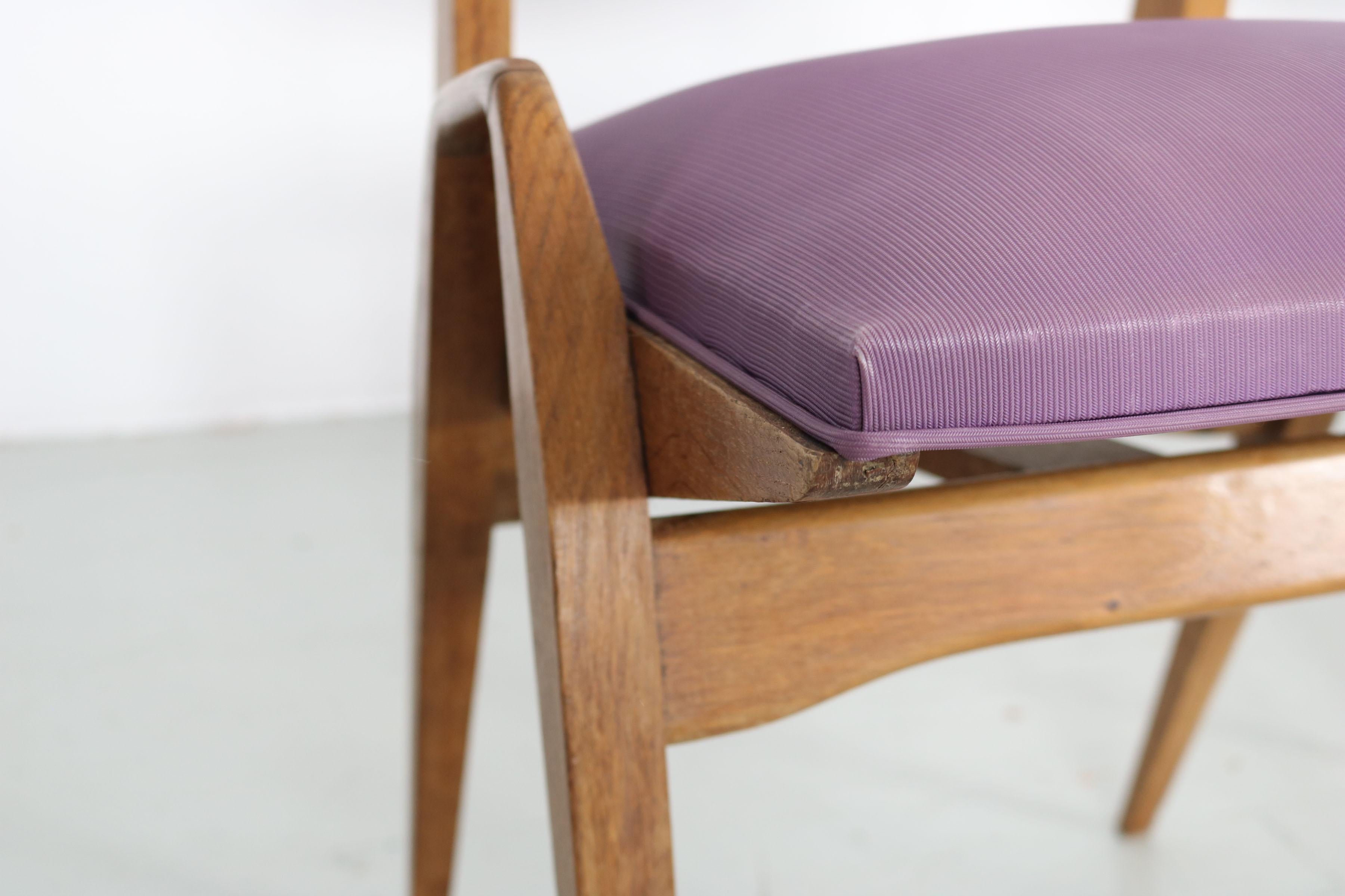 Set of 4 Chairs by Maurice Pré, made in France, 1950, with original fabric. For Sale 12