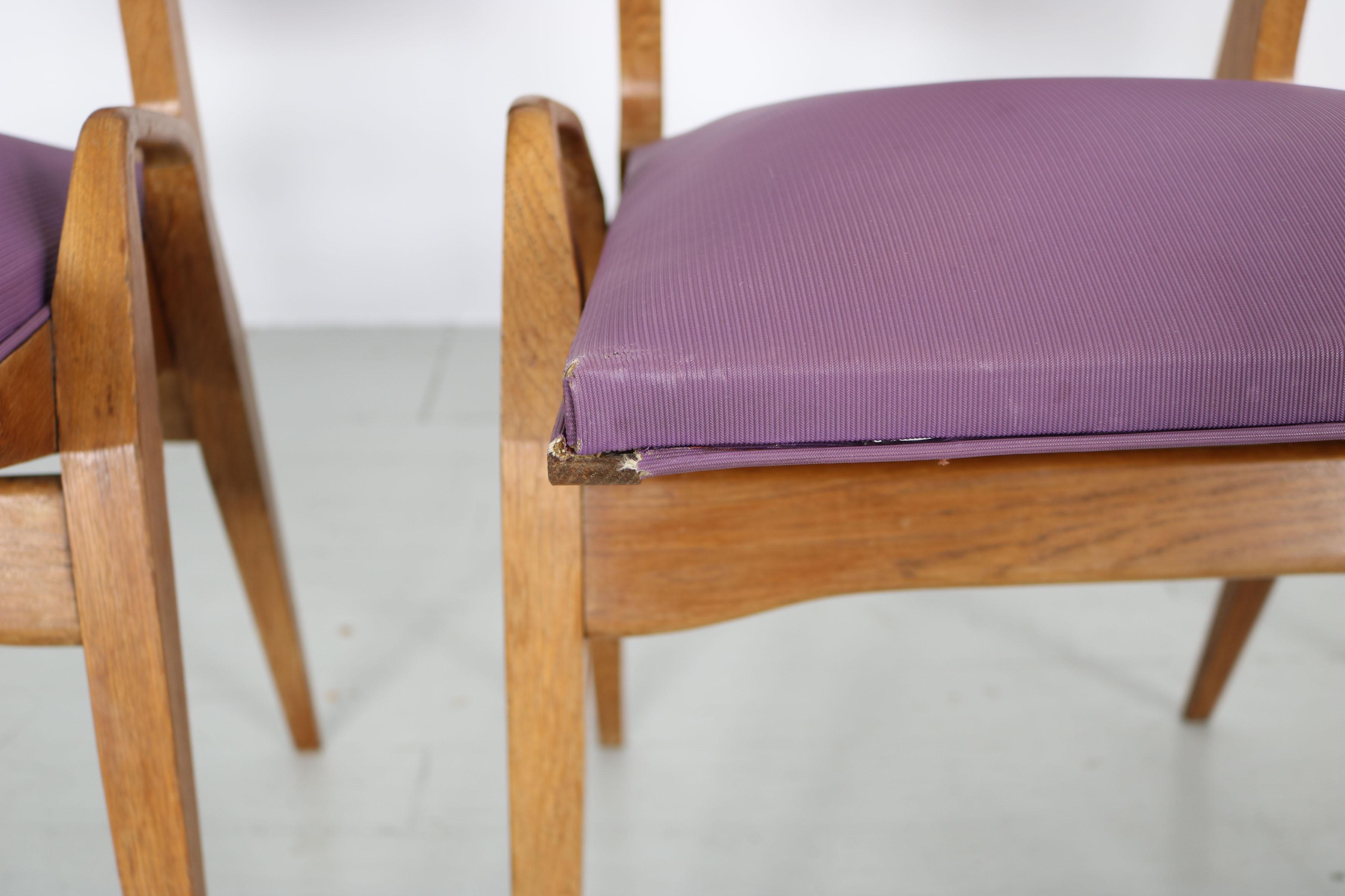 Set of 4 Chairs by Maurice Pré, made in France, 1950, with original fabric. For Sale 13