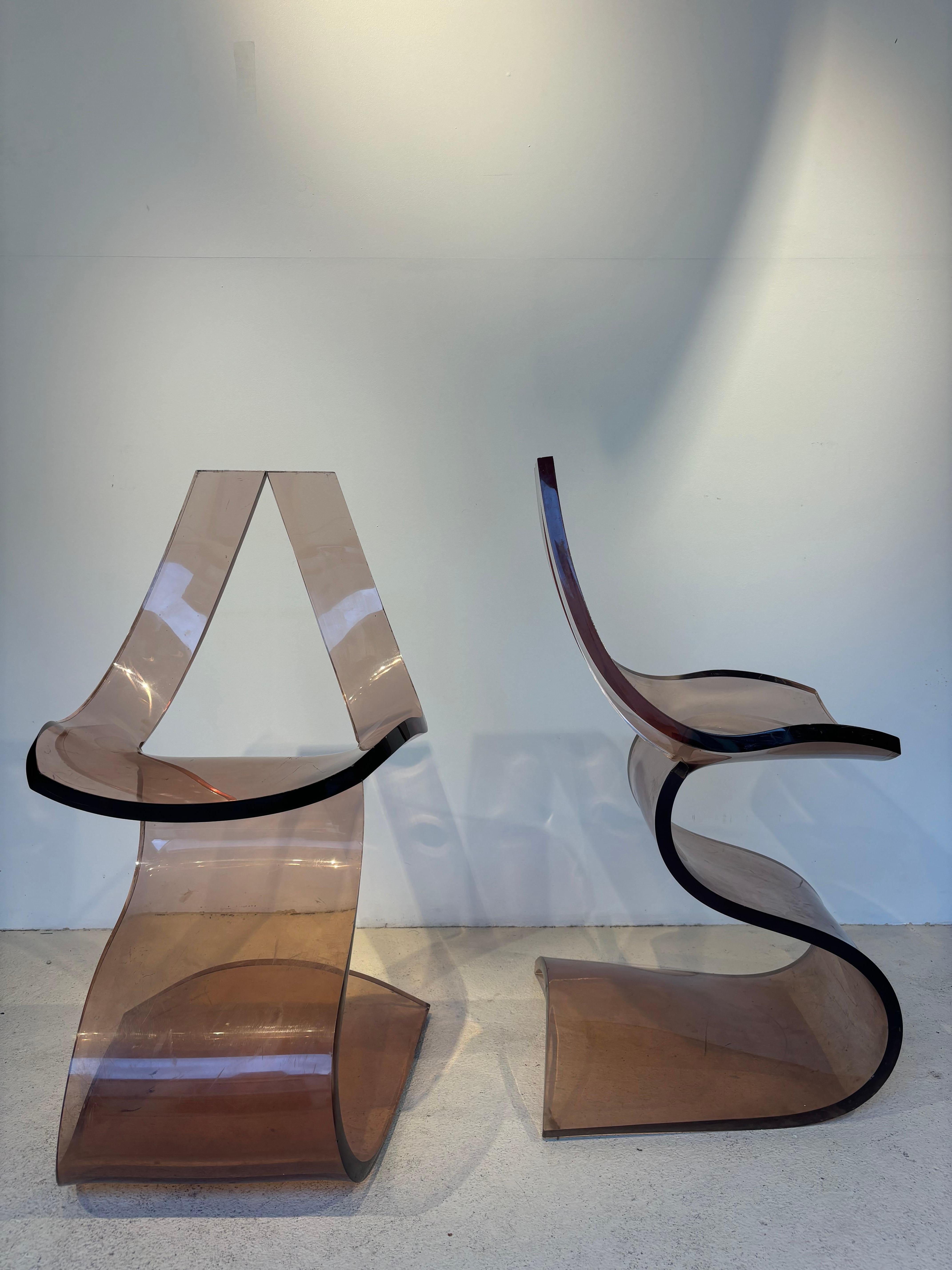 Set of 4 chairs by Michel Dumas (Lucite) im Angebot