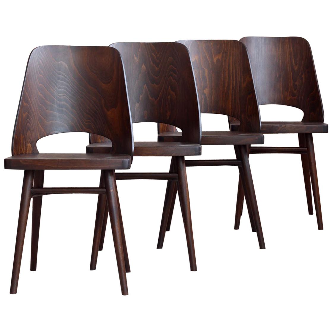 Set of 4 Chairs by Oswald Haerdtl, Beech Veneer, Oil Finish