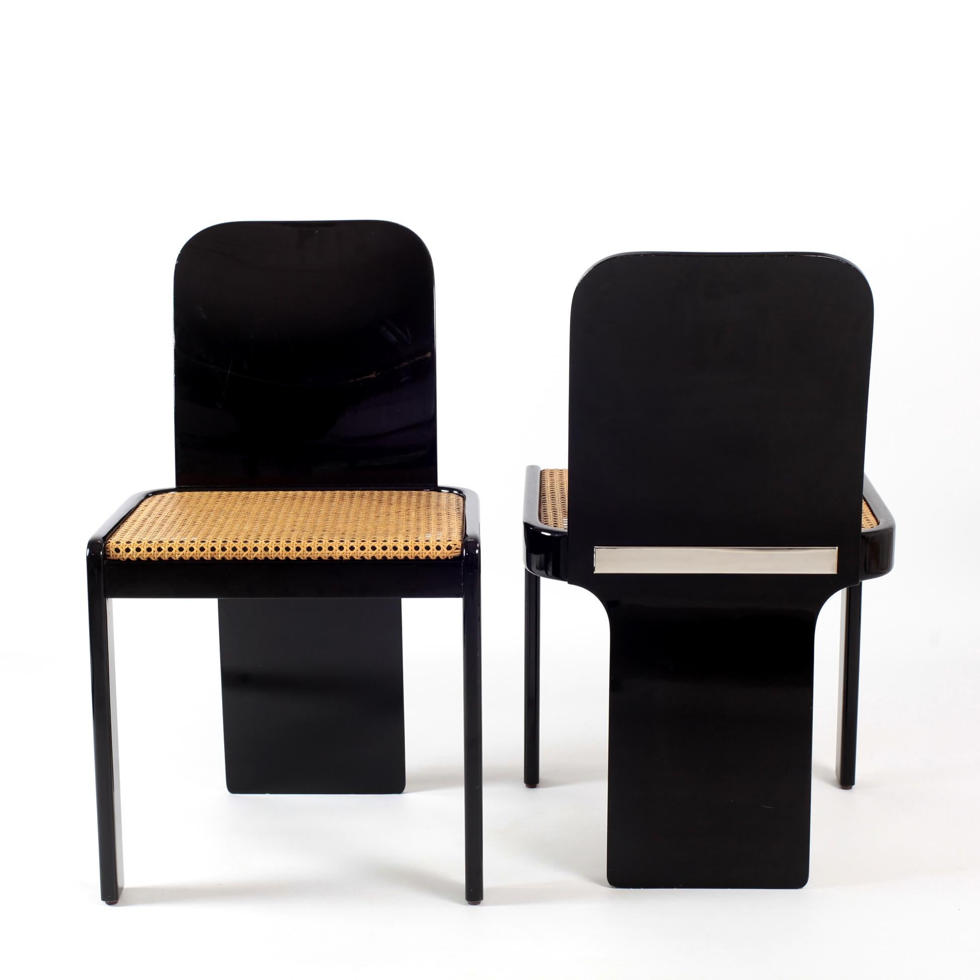 Late 20th Century Set of 4 Chairs by Pierluigi Molinari for Pozzi Mid-Century Modern Italian 1970s
