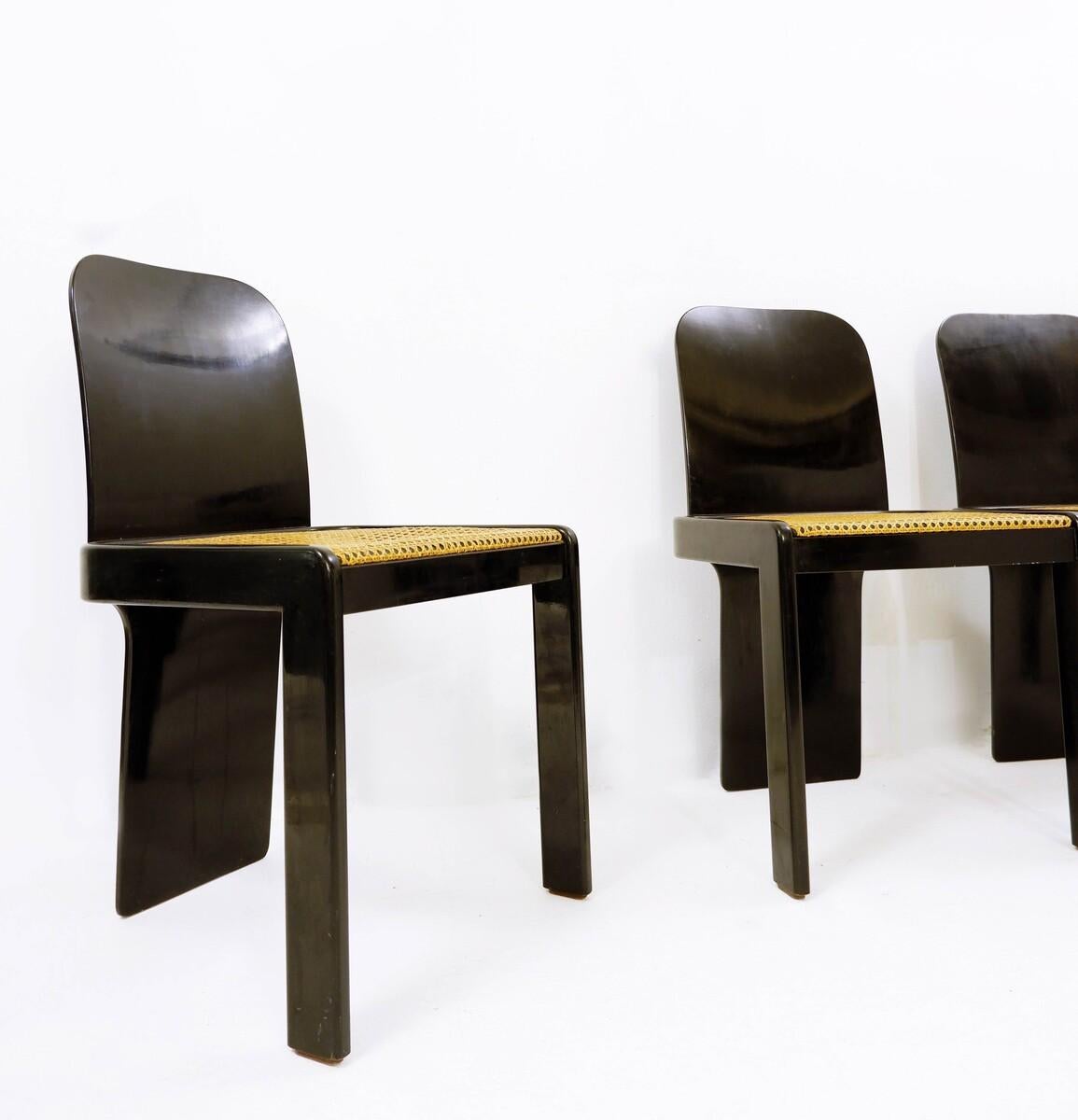 Set of 4 Chairs by Pierluigi Molinari for Pozzi Mid-Century Modern Italian 1970s 2