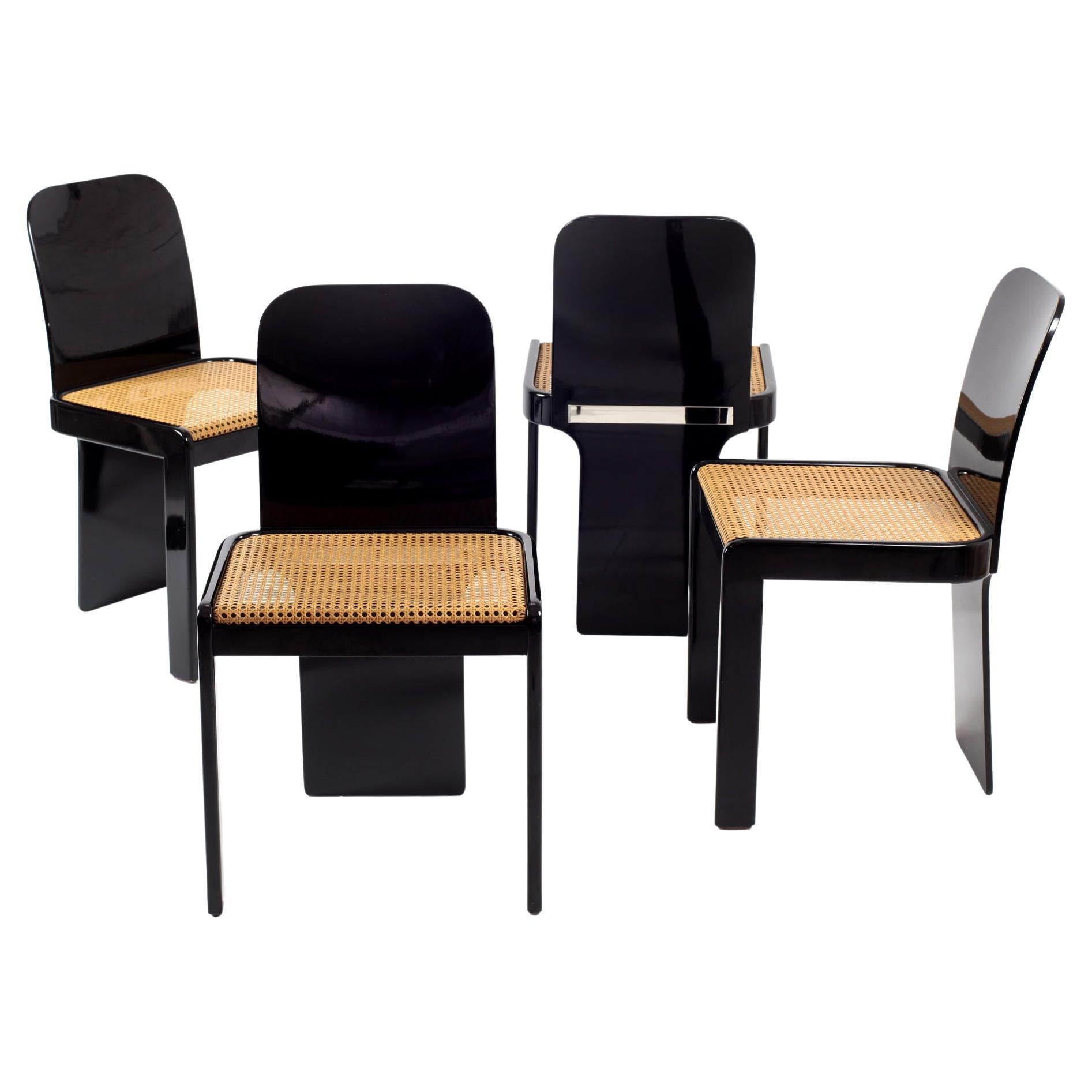 Set of 4 Chairs by Pierluigi Molinari for Pozzi Mid-Century Modern Italian 1970s