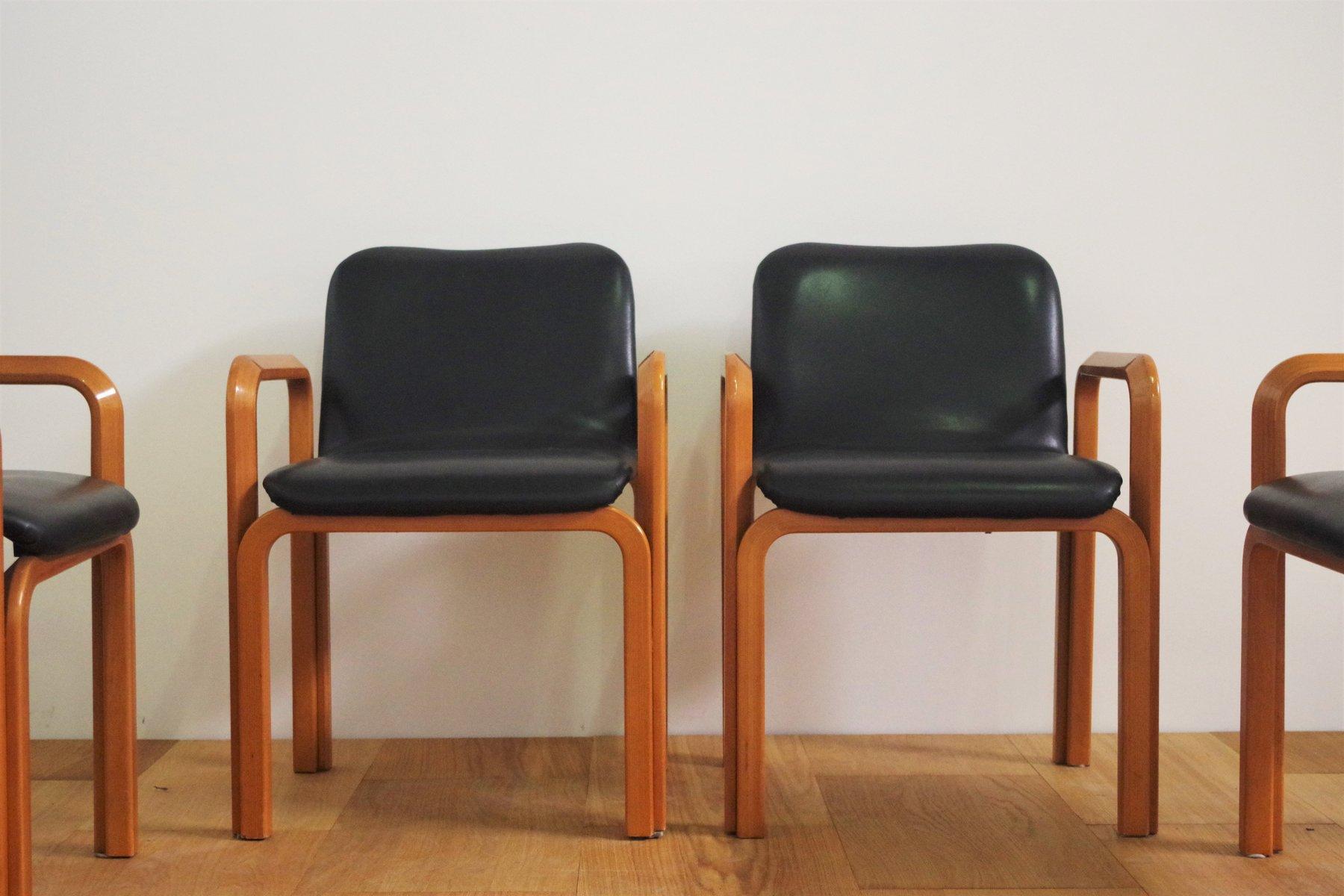 Cuir Ensemble de 4 chaises par Pillini Furniture, 1970 en vente