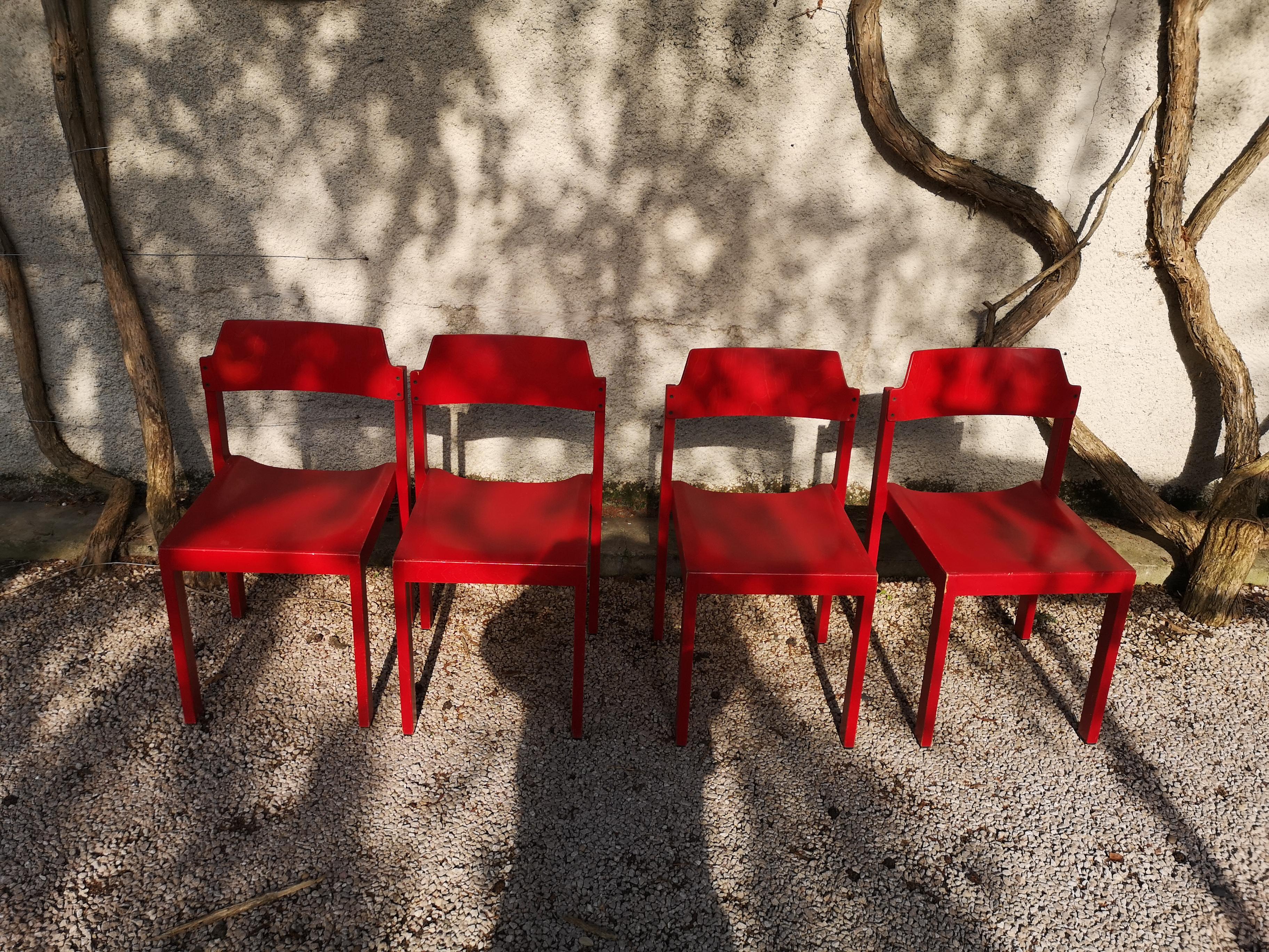 German set of 4 chairs by Rainer Schell For Sale