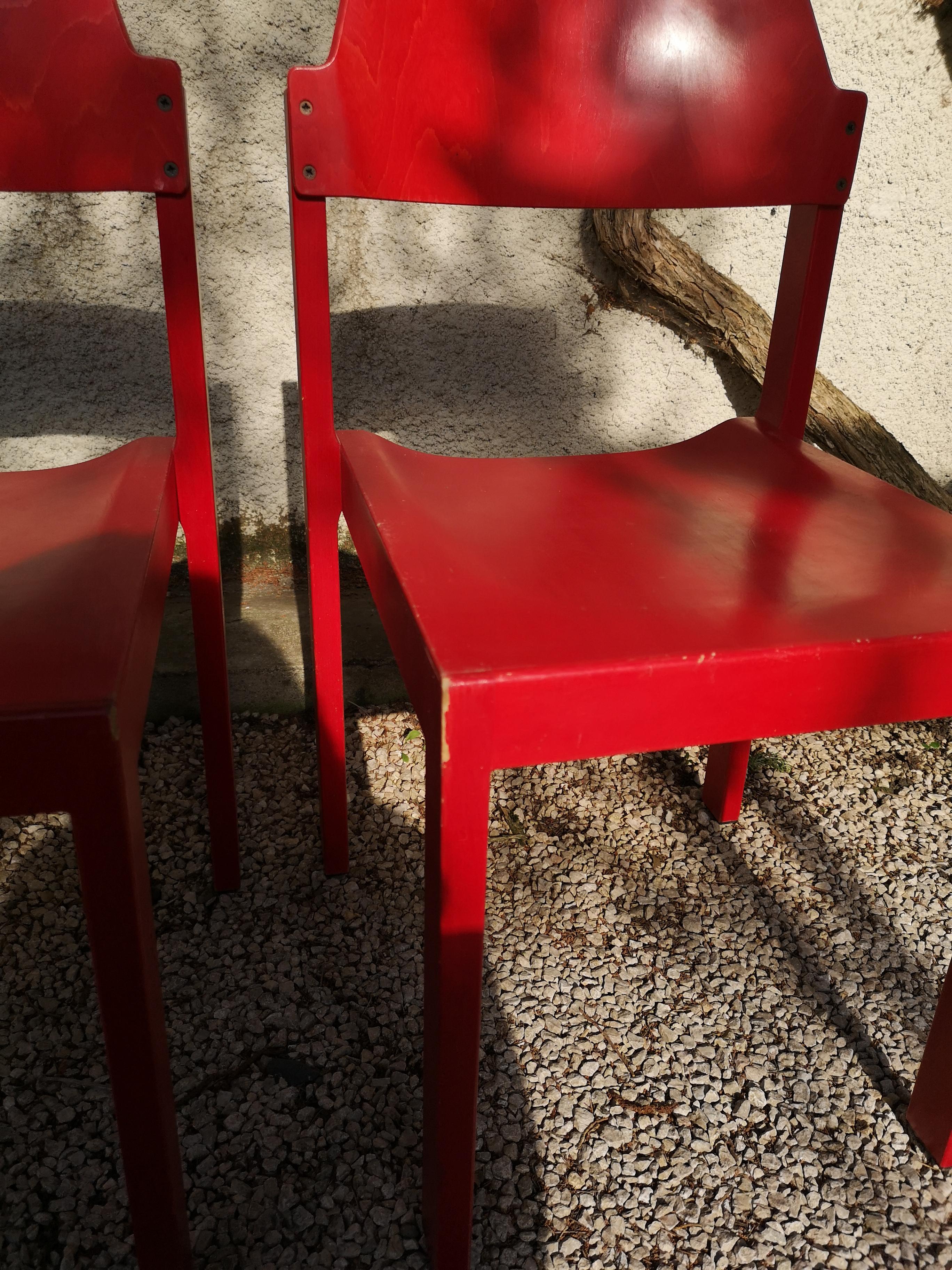 Mid-20th Century set of 4 chairs by Rainer Schell For Sale
