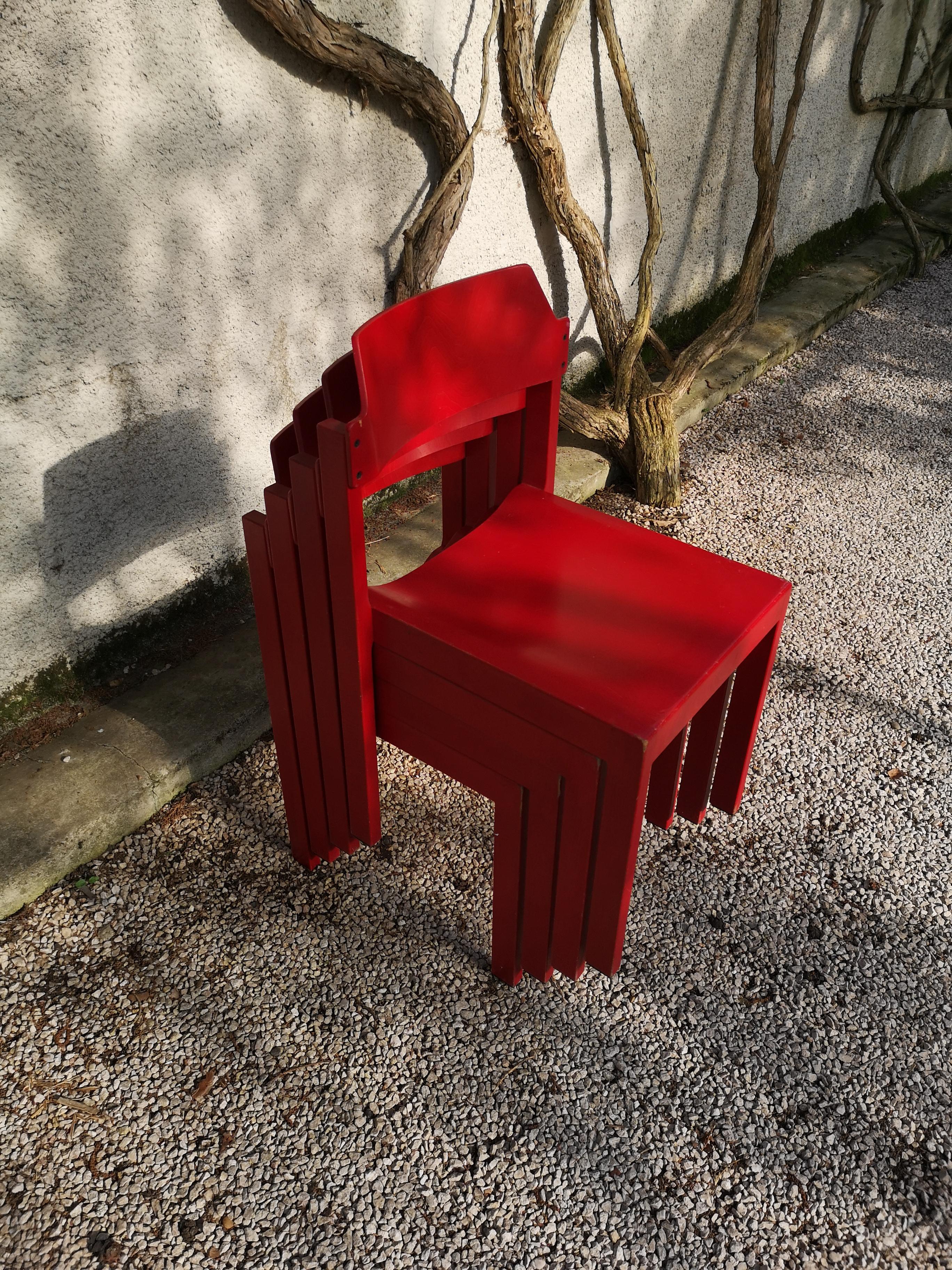 set of 4 chairs by Rainer Schell For Sale 1
