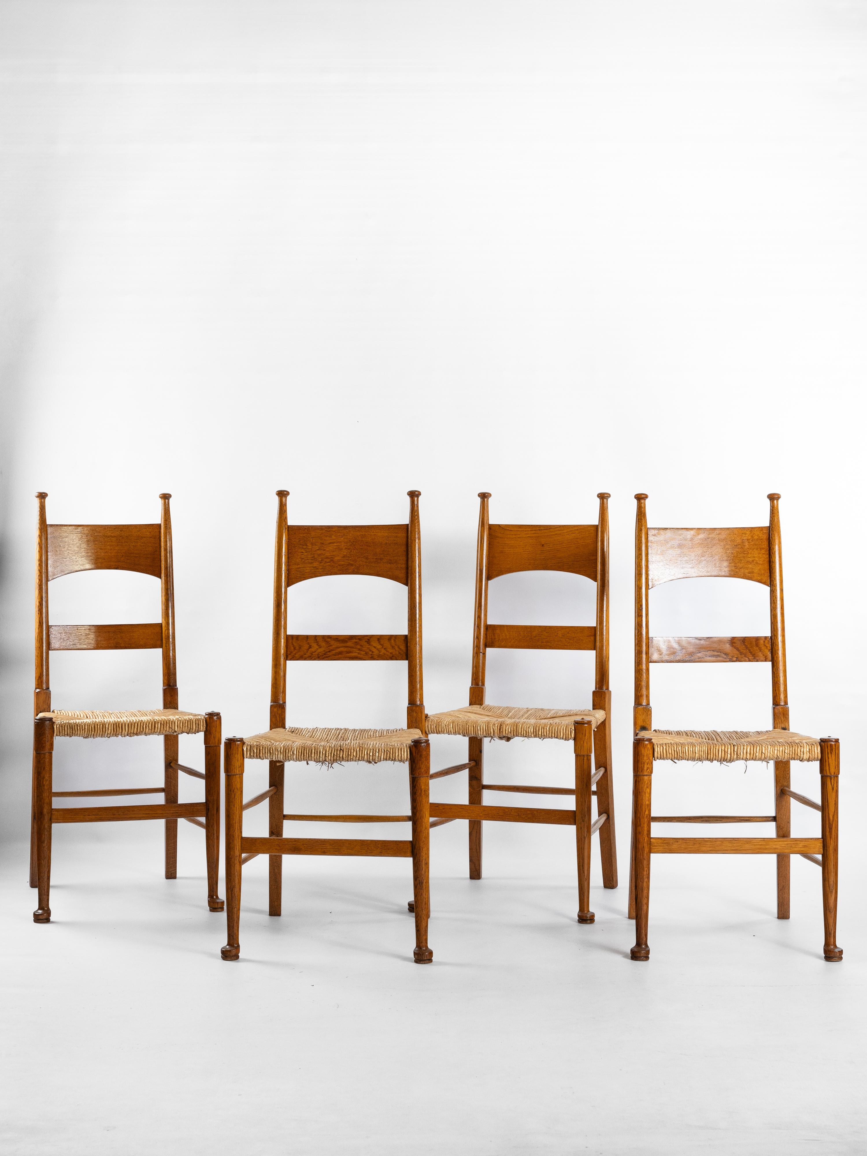 Set di 4 sedie di William Birch per Art and Craft in vendita 8