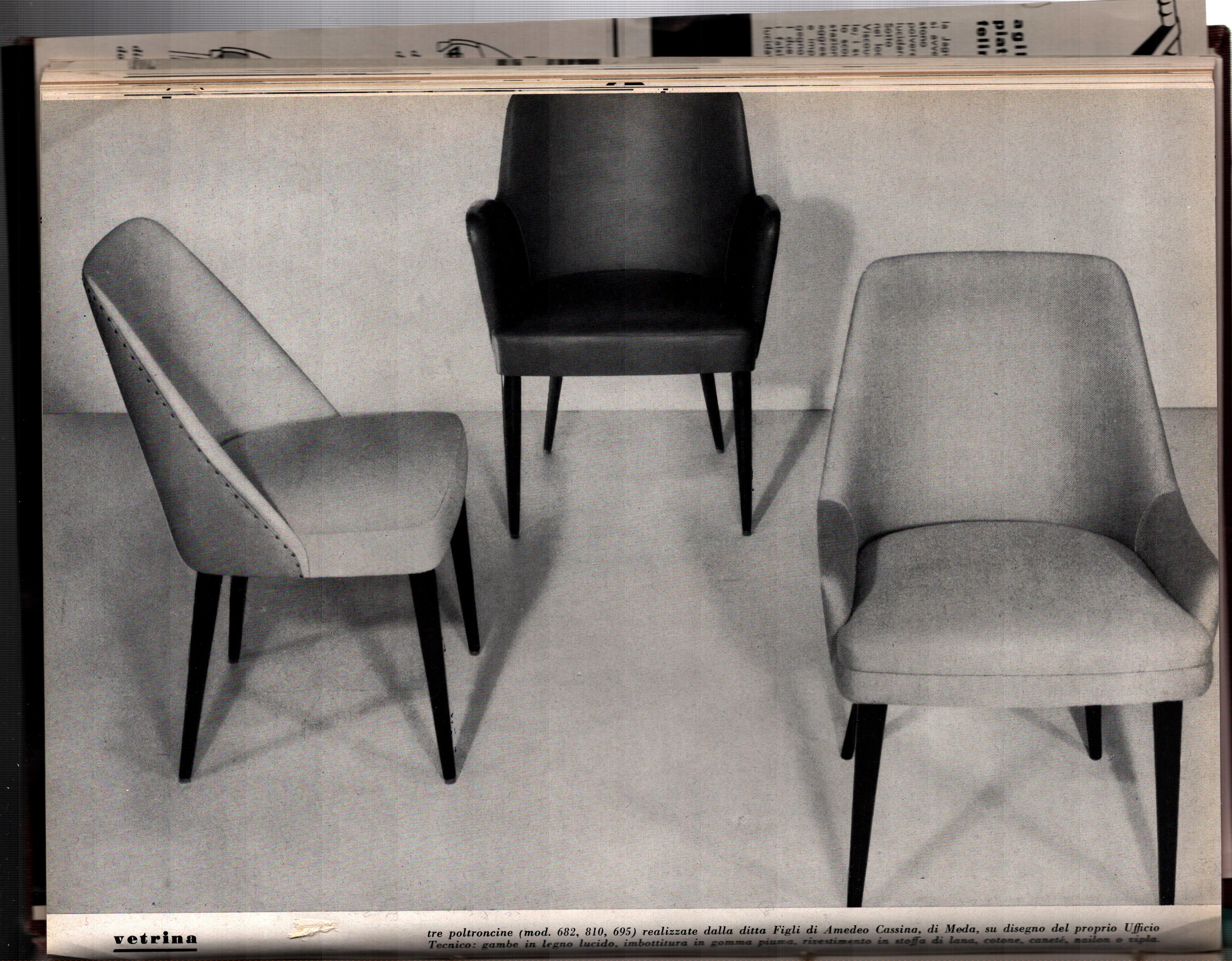 Set of 4 Chairs, Designed and Manufactured by Figli Di Amedeo Cassina in Italy For Sale 9