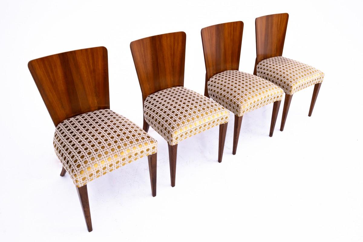 Ensemble de 4 chaises conçues par Halabala, années 1930 en vente 3