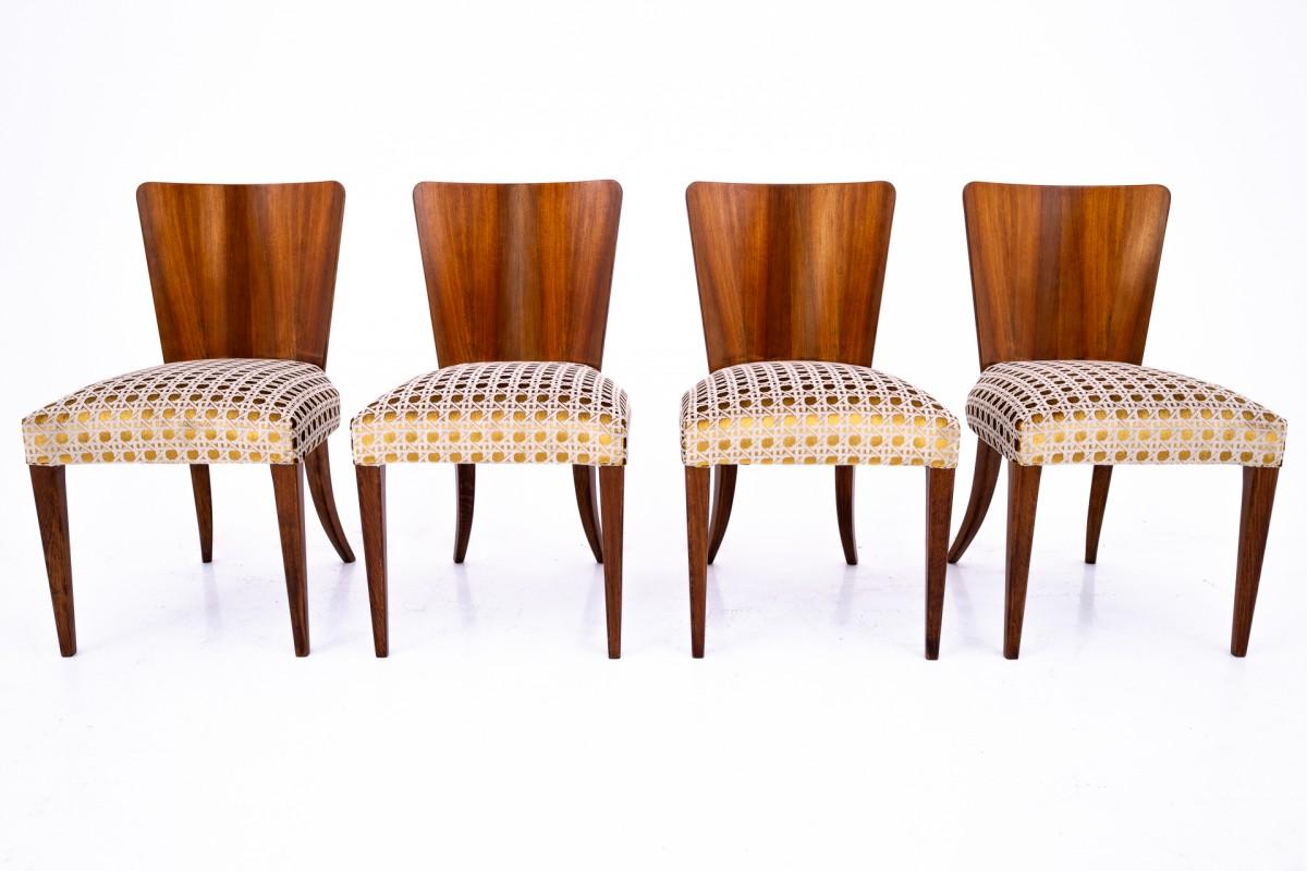 Ensemble de 4 chaises conçues par Halabala, années 1930 en vente 5