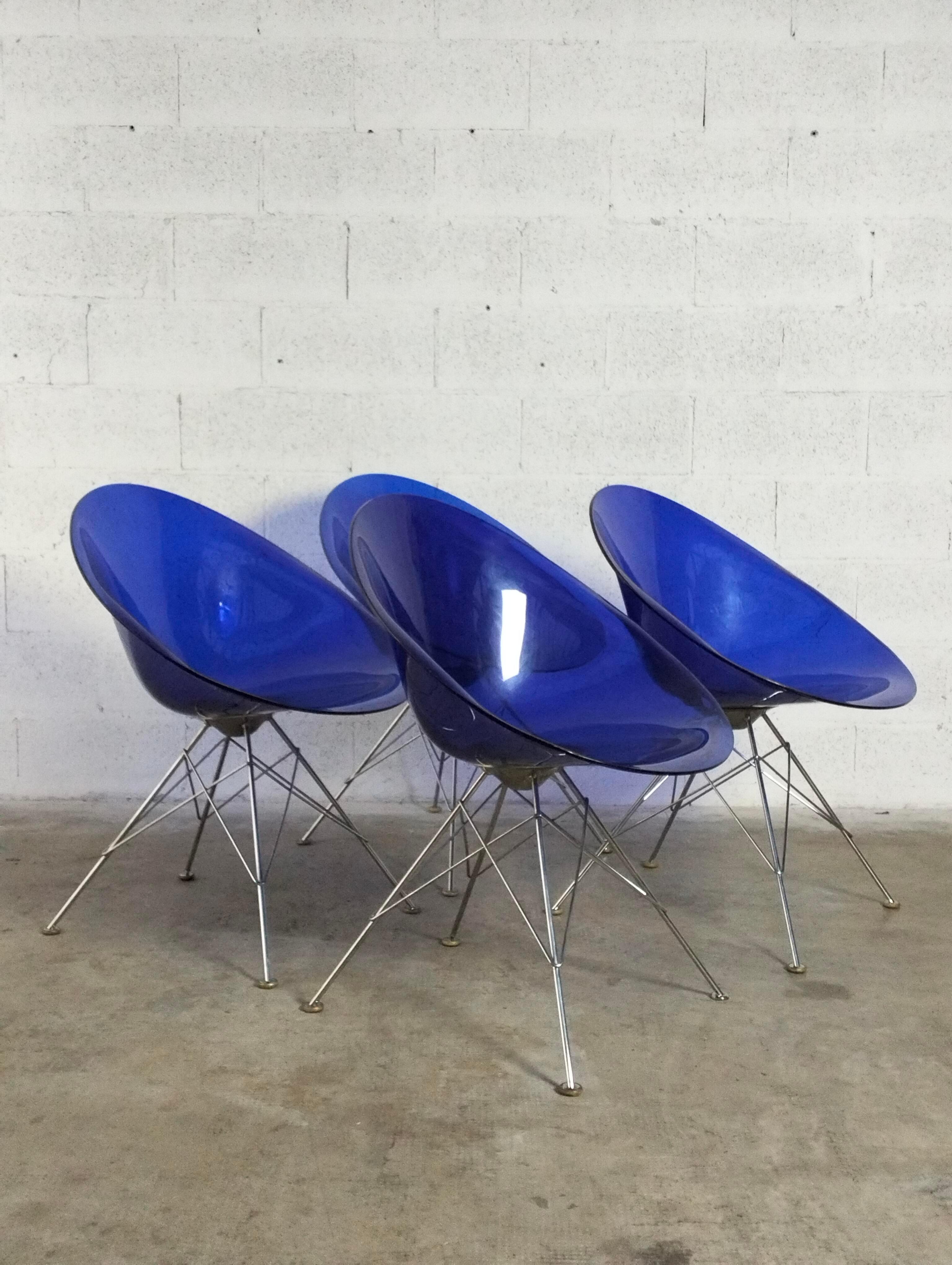 italien Ensemble de 4 chaises Eros de Philippe Starck pour Kartell, années 90