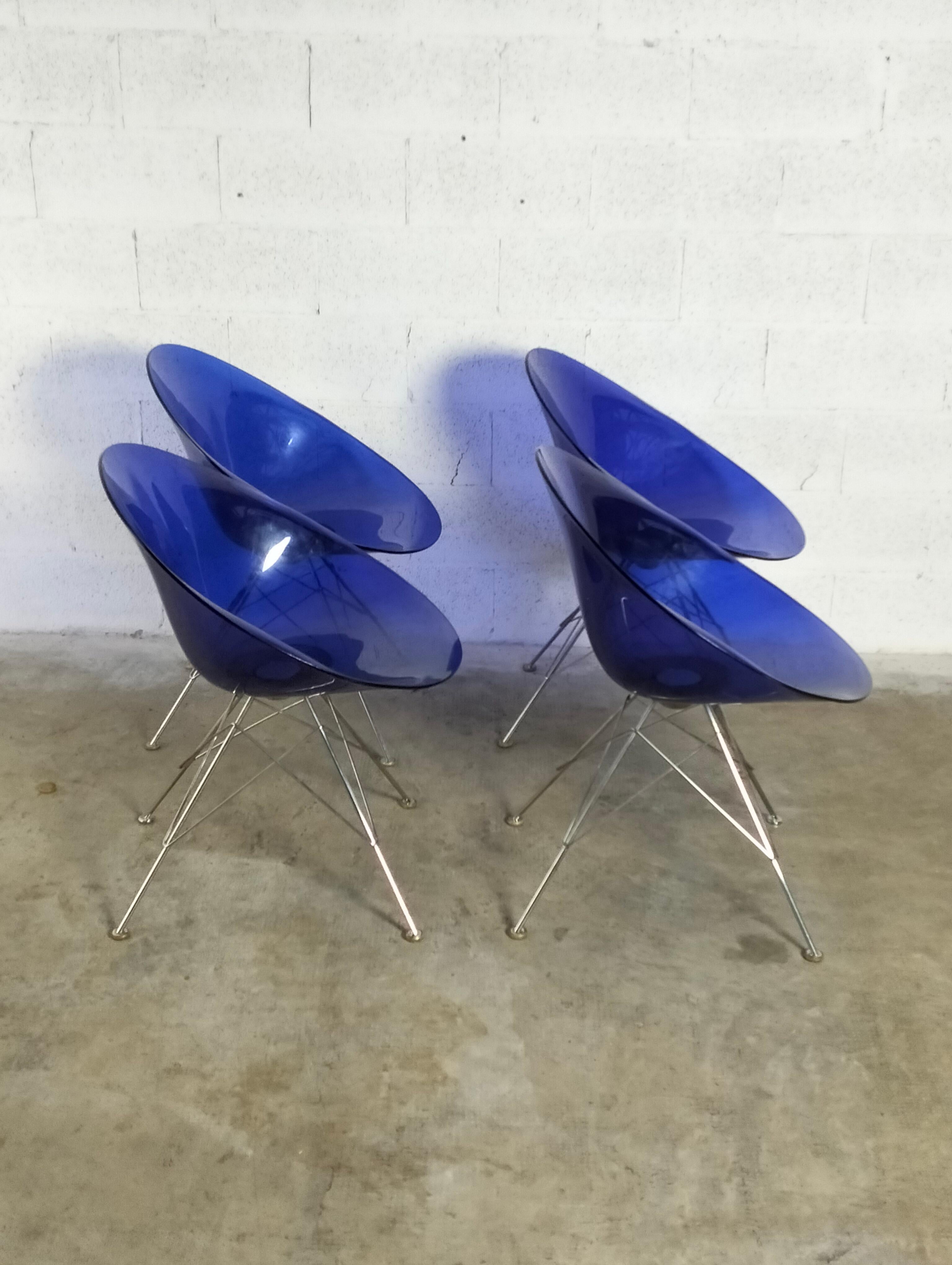 Acier Ensemble de 4 chaises Eros de Philippe Starck pour Kartell, années 90