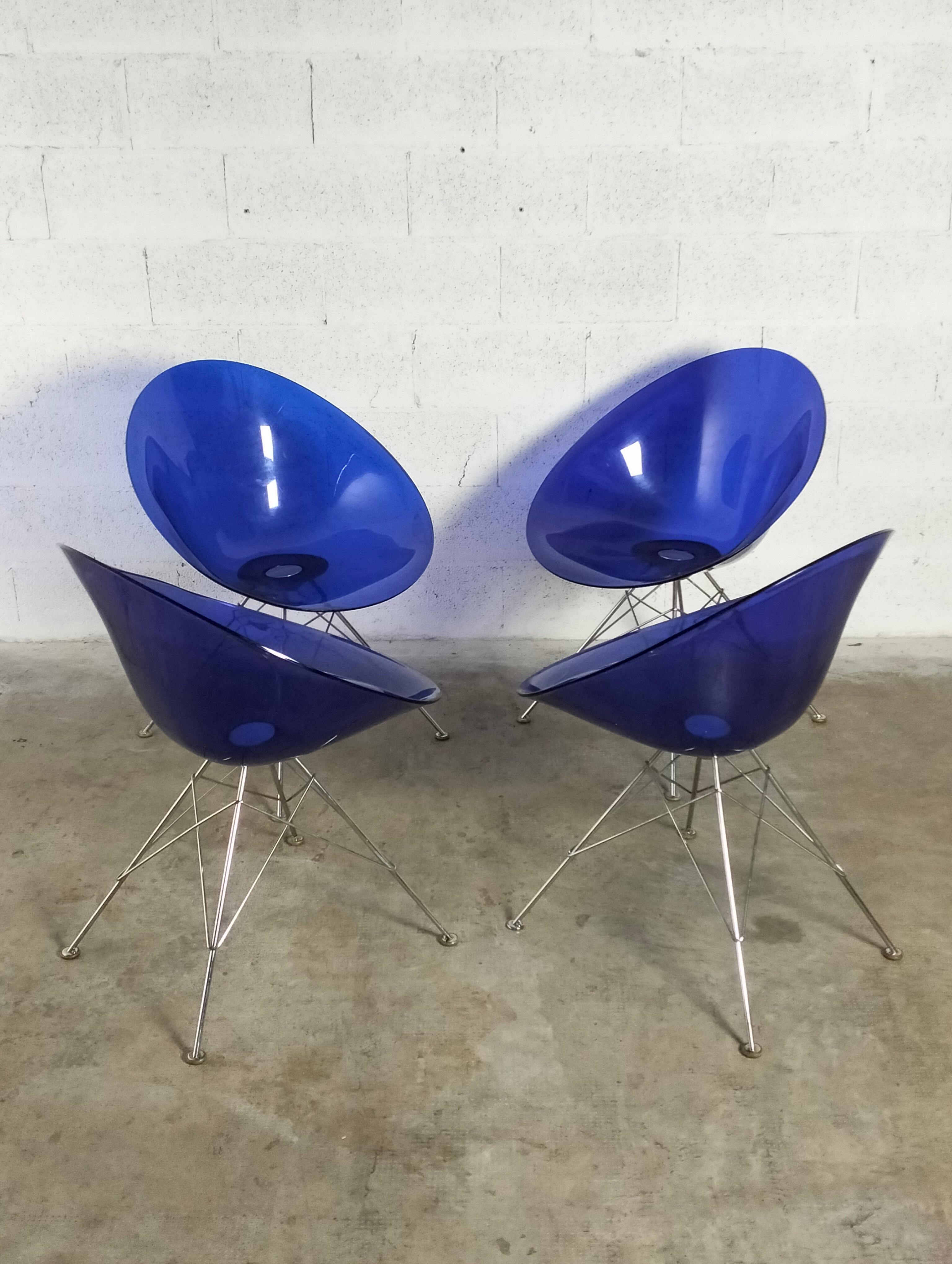 Set of 4 chairs Eros by Philippe Starck for Kartell 1990s In Good Condition In Padova, IT