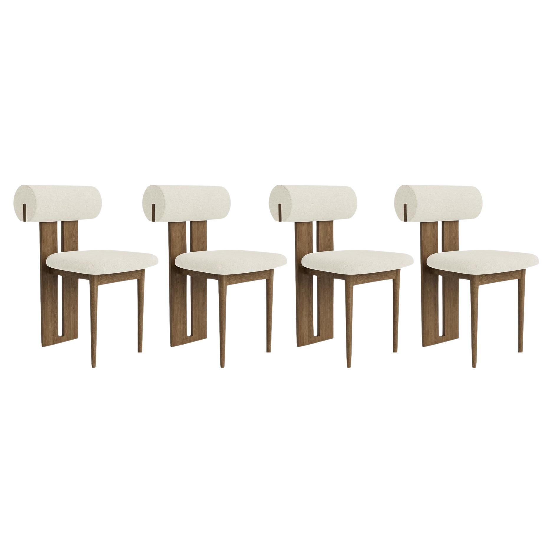 Lot de 4 chaises 'Hippo' par Norr11, Oak Light Smoked, Barnum Bouclé Col.24 en vente