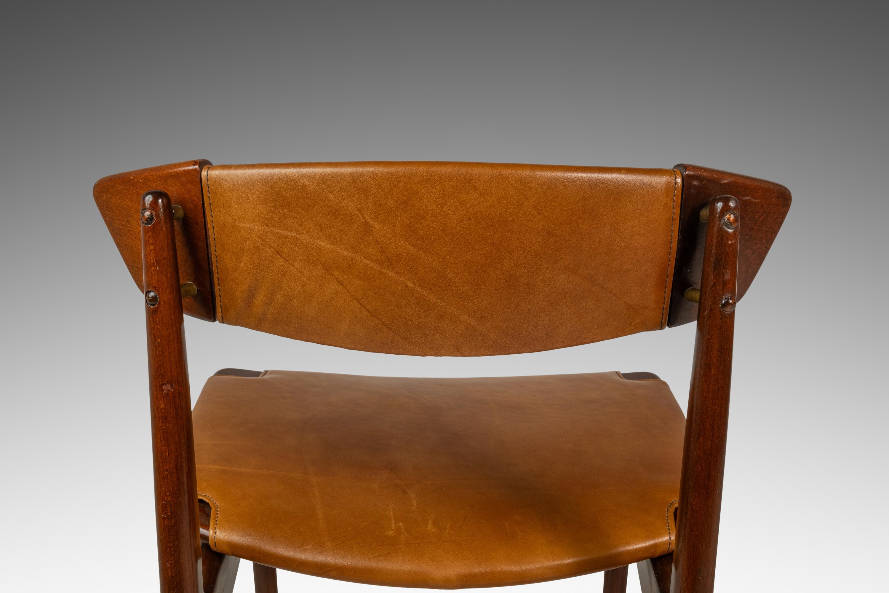 Set of 4 Chairs in Beech & Leather, Ib Kofod-Larsen for Selig, Denmark, c. 1960s in vendita 5