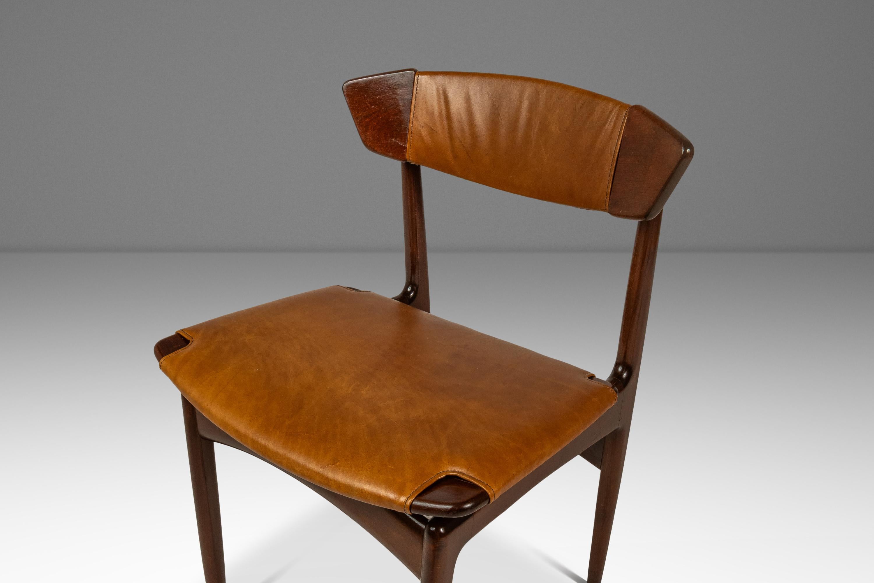 Set of 4 Chairs in Beech & Leather, Ib Kofod-Larsen for Selig, Denmark, c. 1960s in vendita 6