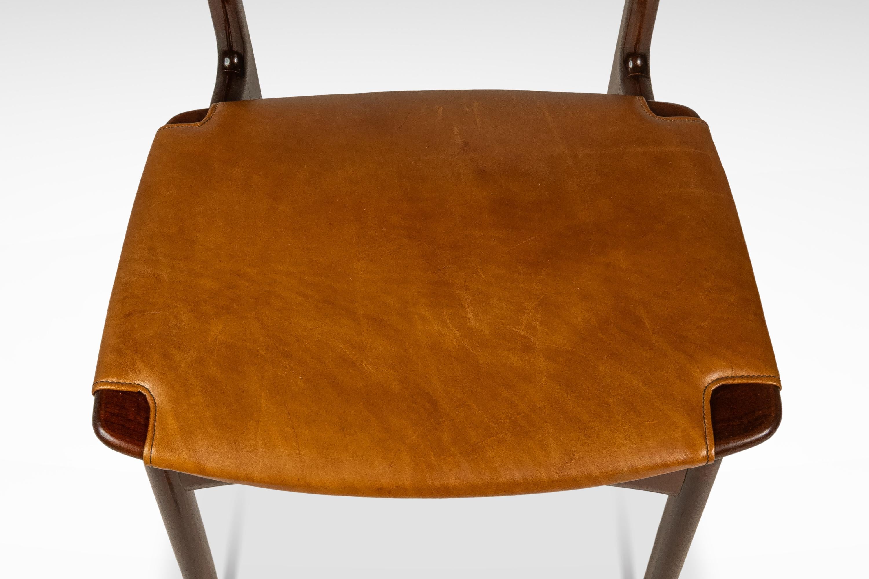 Set of 4 Chairs in Beech & Leather, Ib Kofod-Larsen for Selig, Denmark, c. 1960s in vendita 7