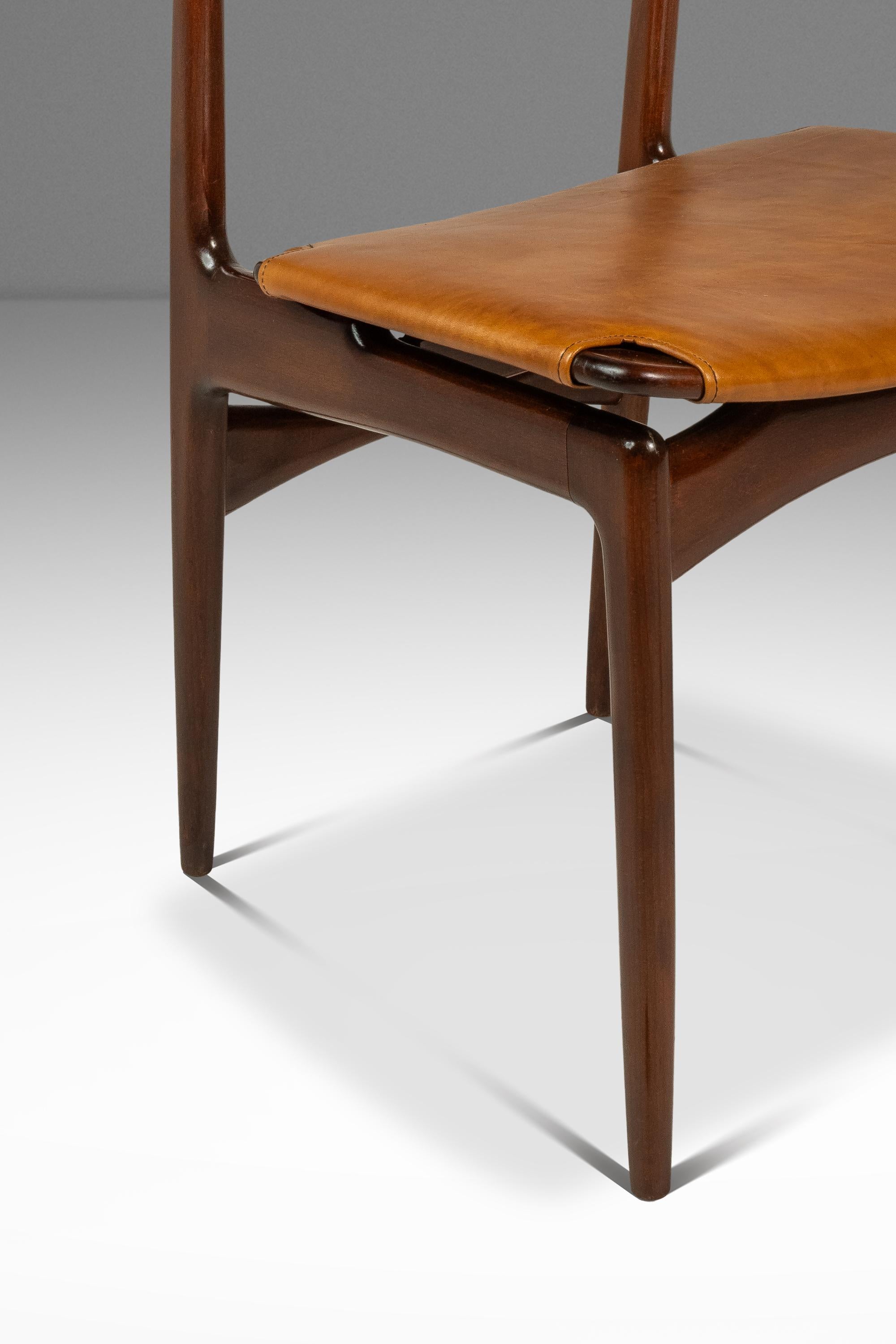 Set of 4 Chairs in Beech & Leather, Ib Kofod-Larsen for Selig, Denmark, c. 1960s in vendita 11