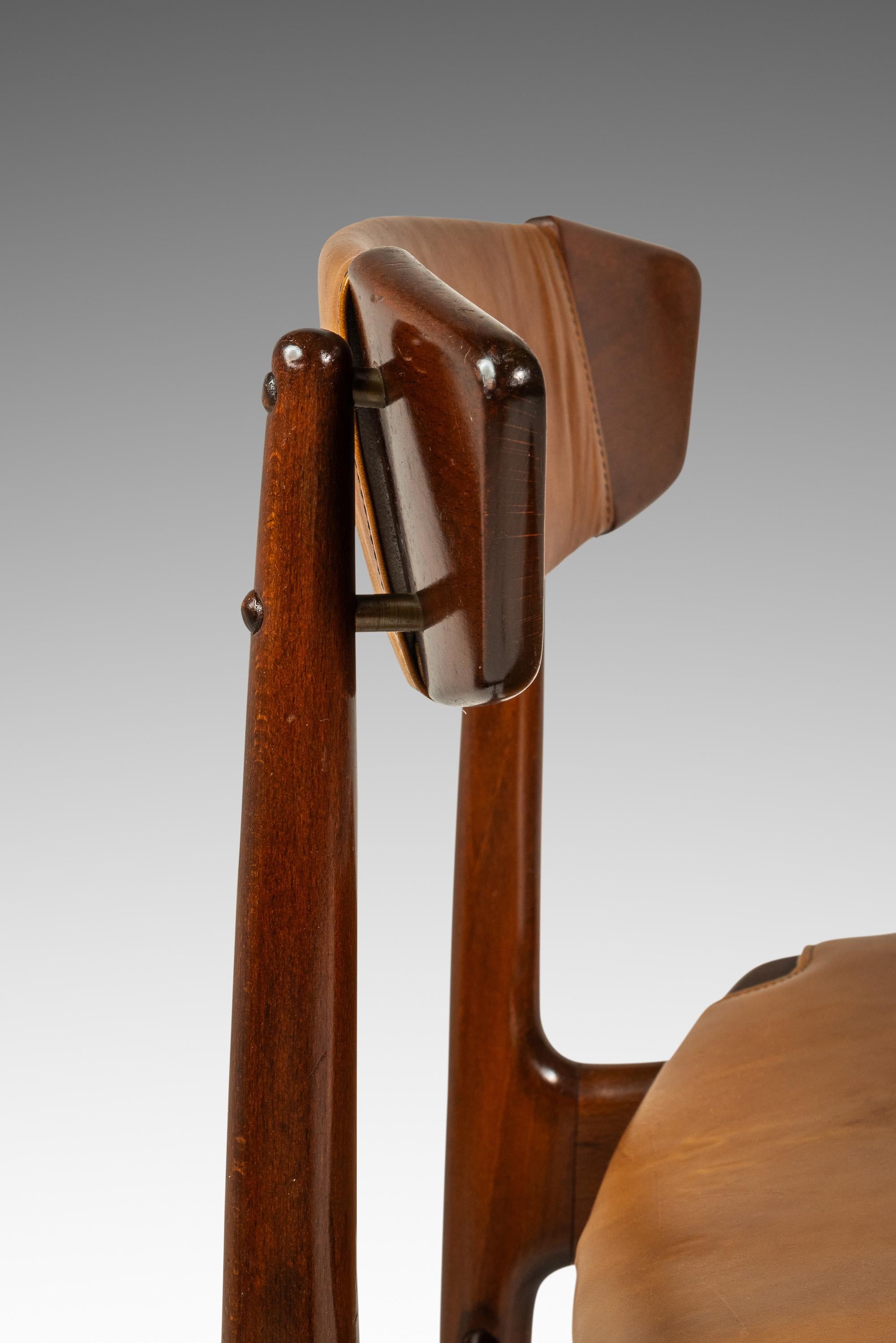 Set of 4 Chairs in Beech & Leather, Ib Kofod-Larsen for Selig, Denmark, c. 1960s in vendita 13