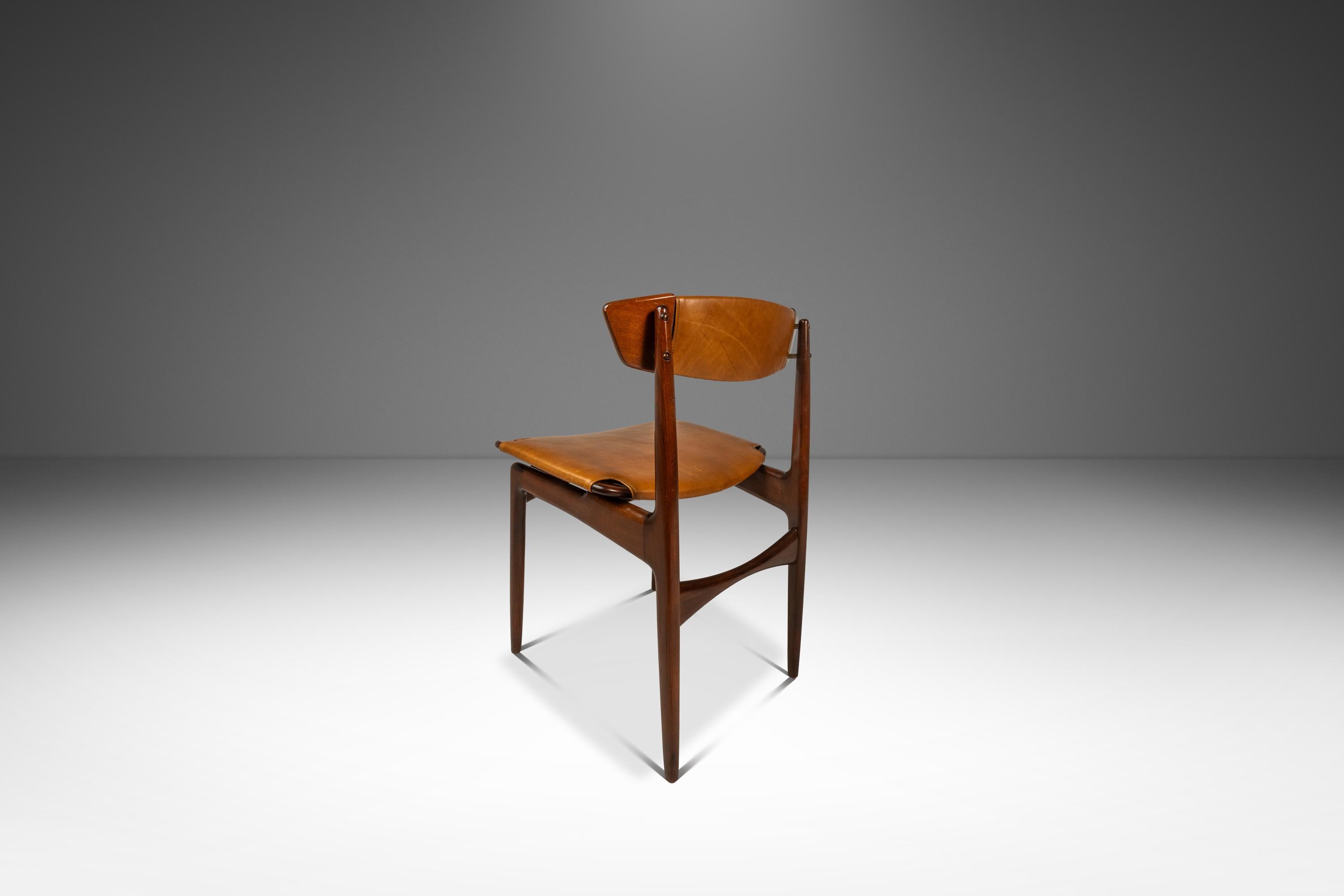 Metà XX secolo Set of 4 Chairs in Beech & Leather, Ib Kofod-Larsen for Selig, Denmark, c. 1960s in vendita
