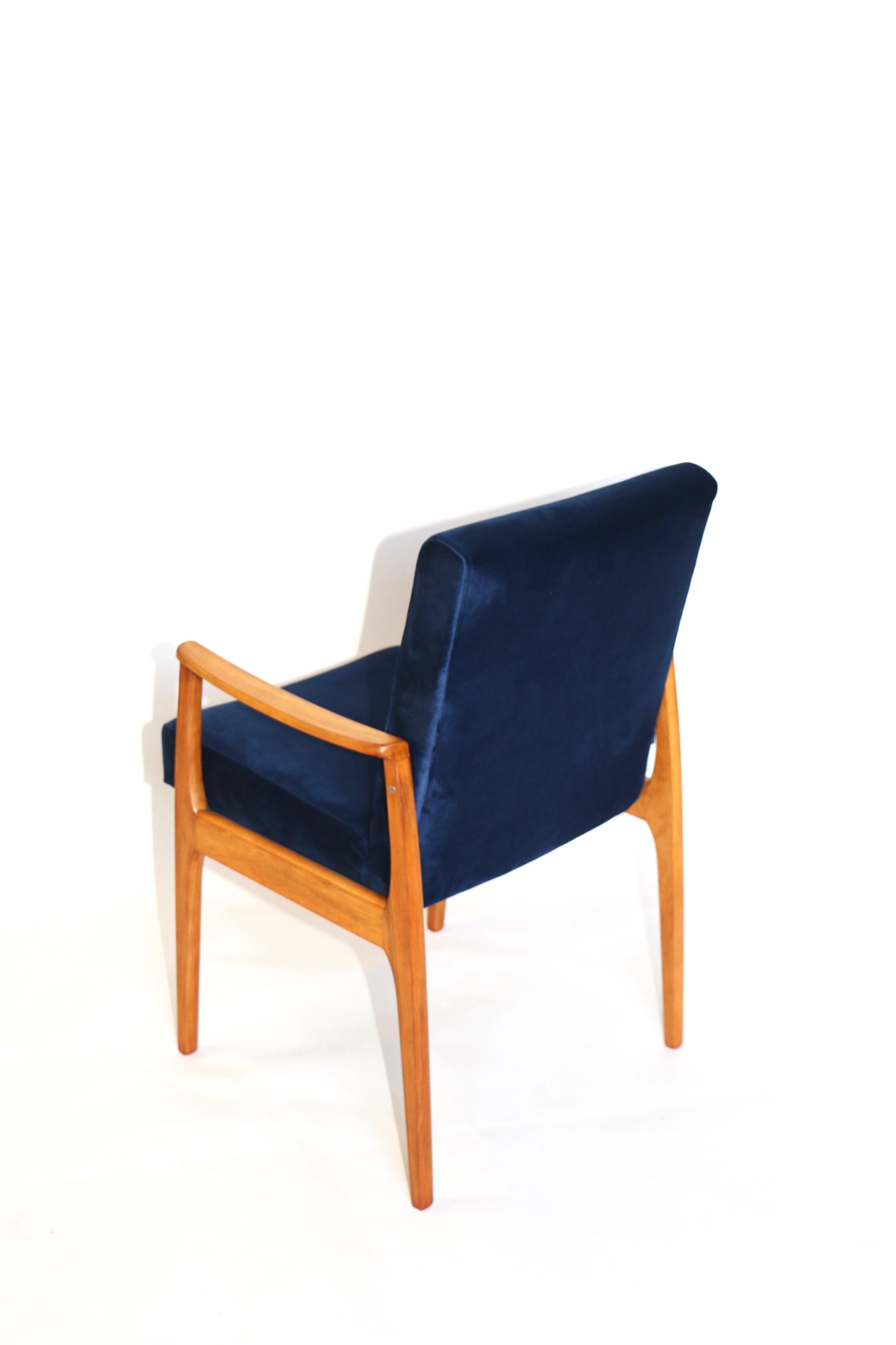 Set of 4 Chairs in Blue Velvet from 20th Century 7
