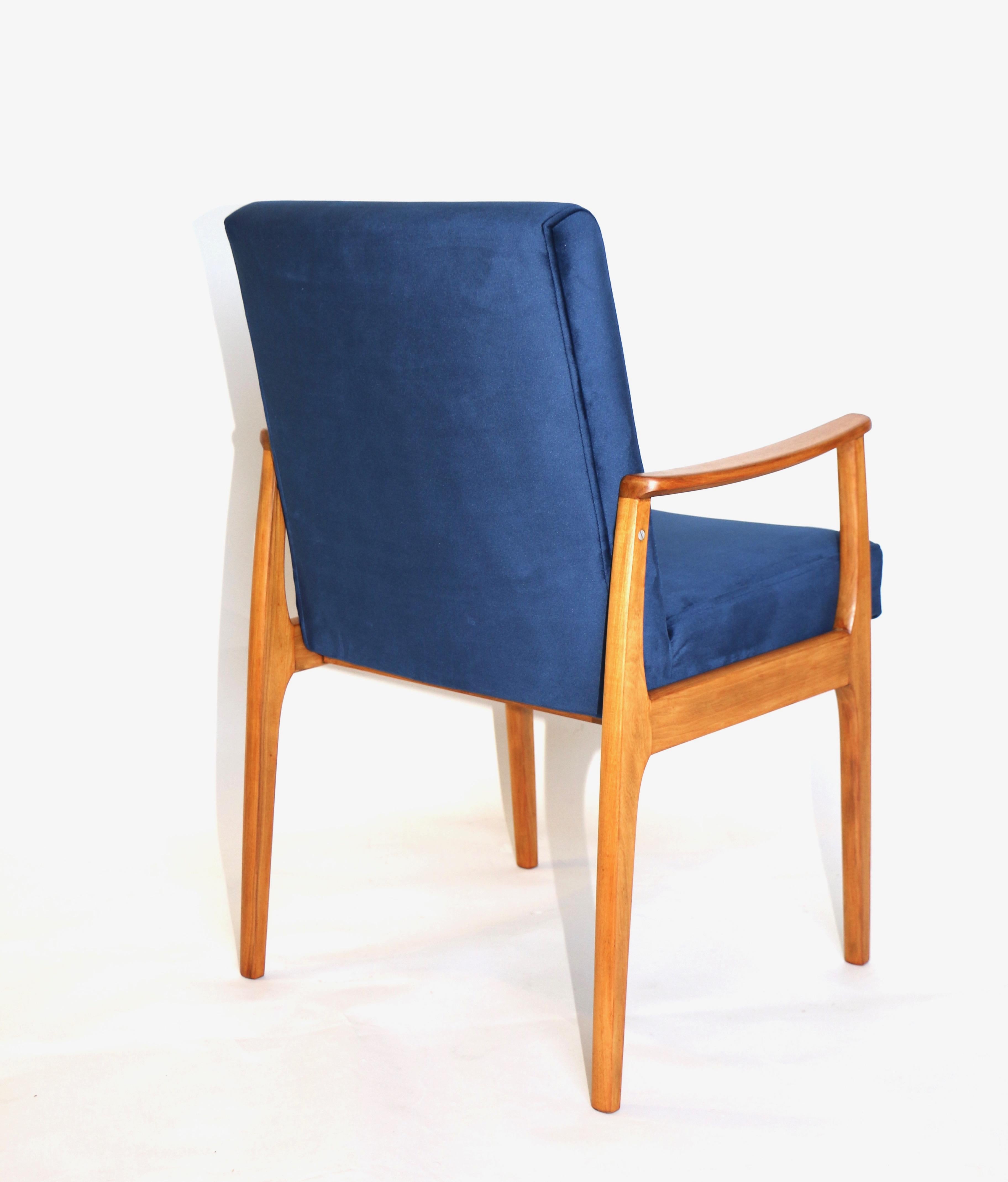 Set of 4 Chairs in Blue Velvet from 20th Century 3