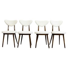 Set of 4 Mid-Century Bentwood Chairs in White Bouclé by H & J Kurmanowicz, 1950s