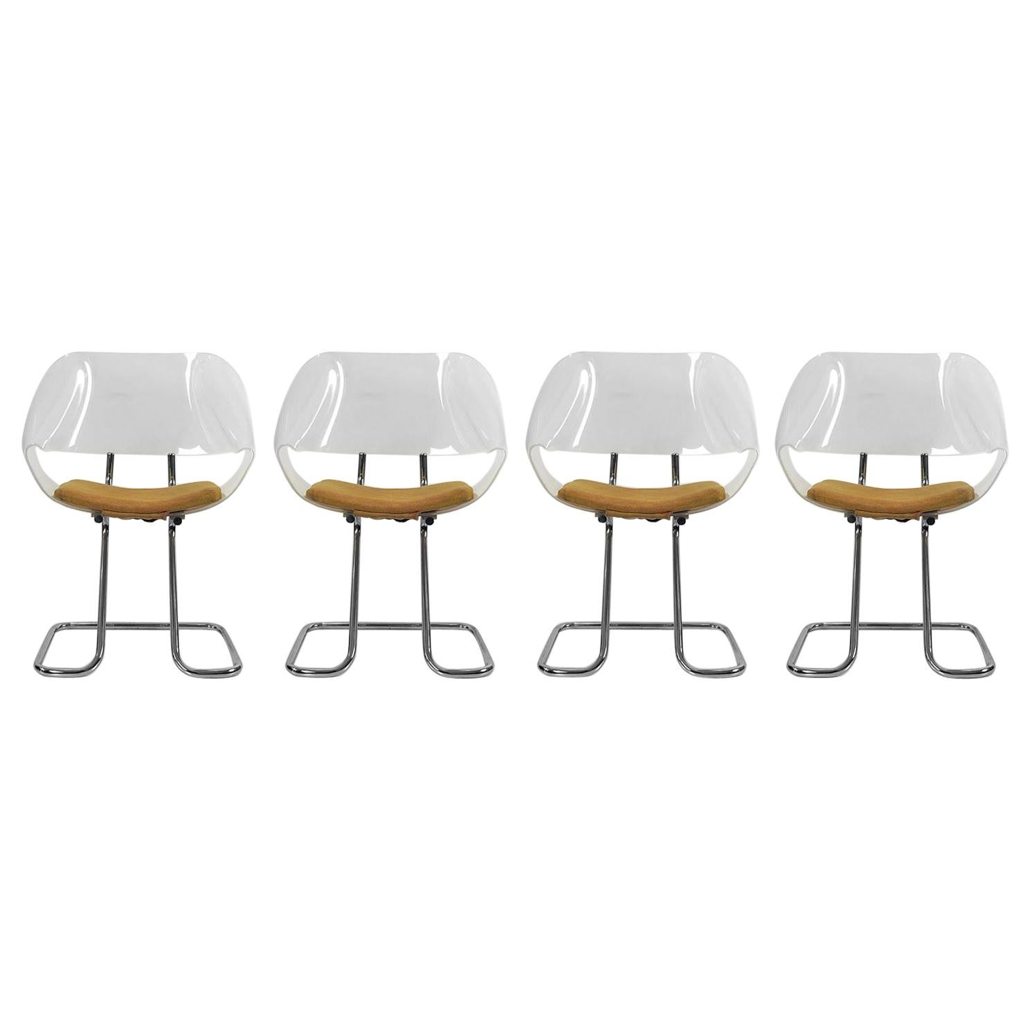 Set of 4 Chairs in Chromed Tubular Steel For Sale