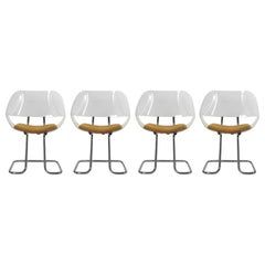 Retro Set of 4 Chairs in Chromed Tubular Steel