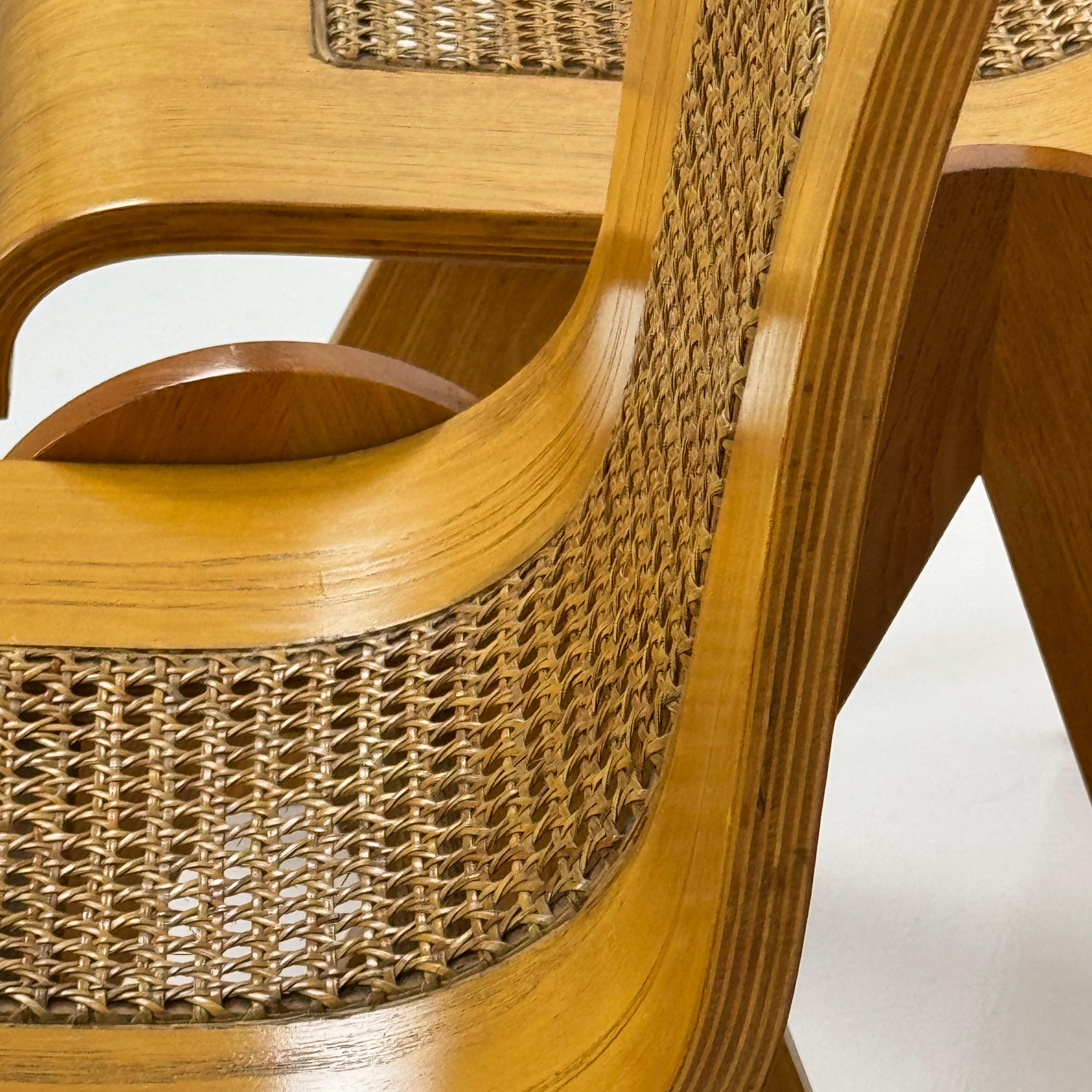 Set of 4 chairs in curved plywood by Gigi Sabadin for Stilwood, Italy 1970s 7