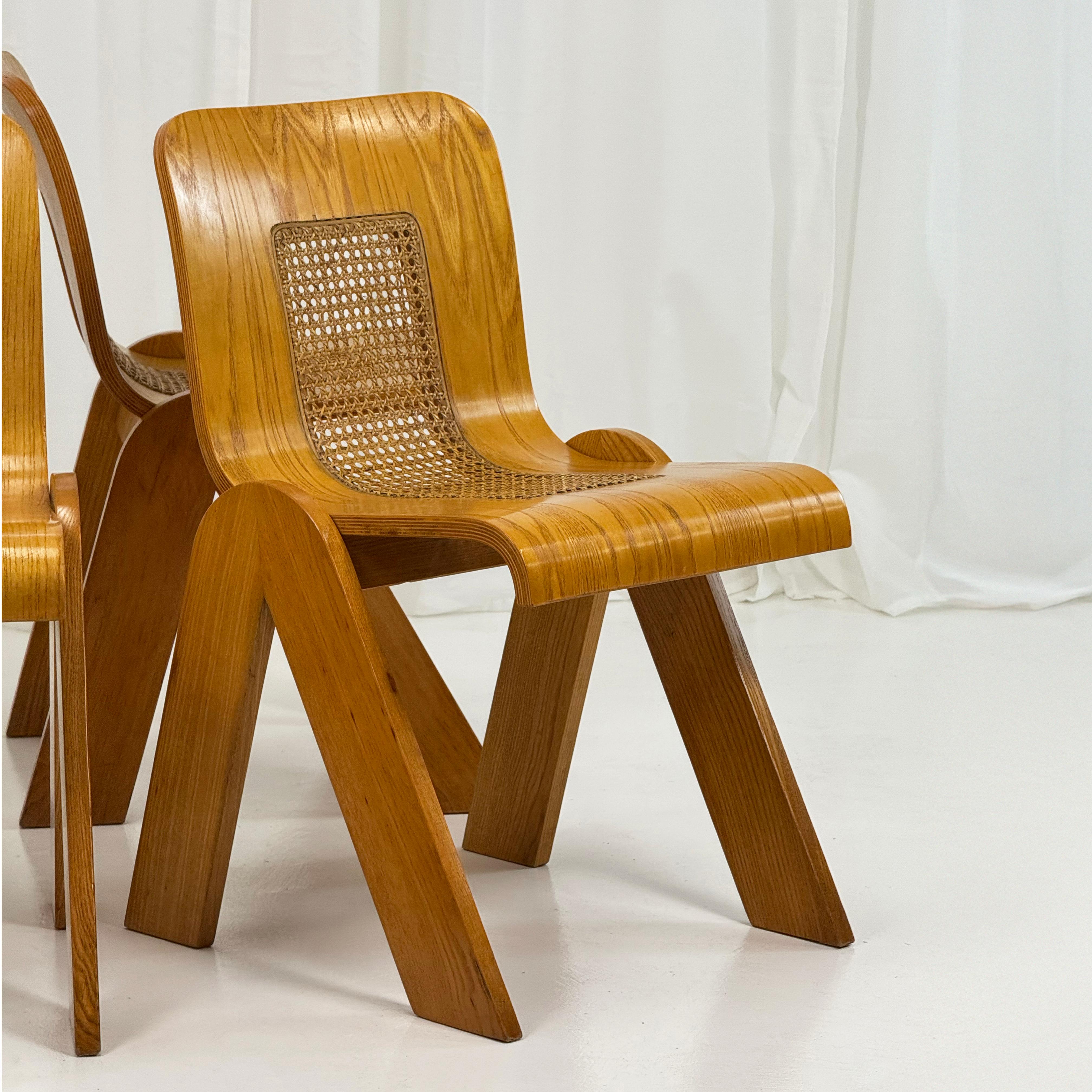 Set of 4 chairs in curved plywood by Gigi Sabadin for Stilwood, Italy 1970s 8