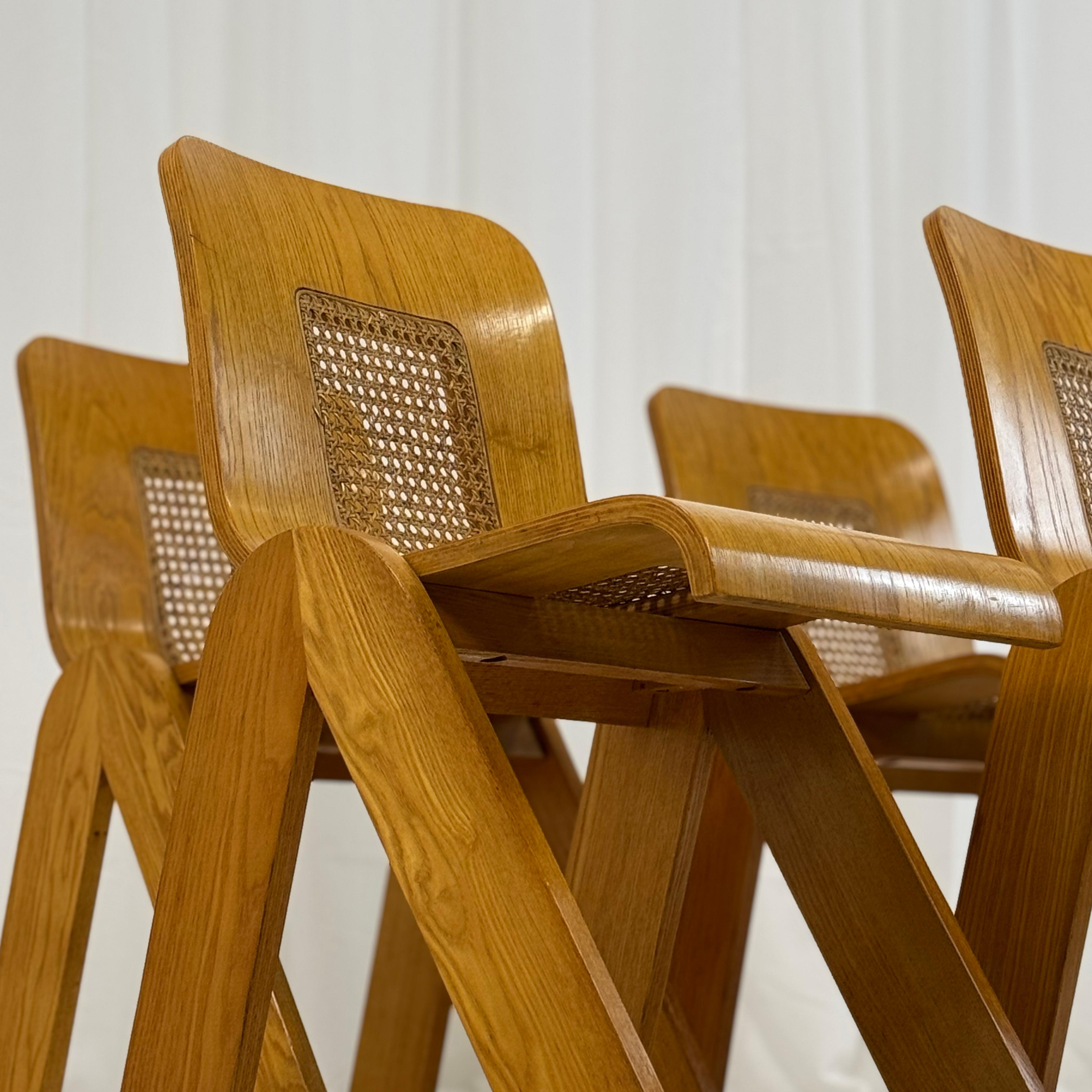 Set of 4 chairs in curved plywood by Gigi Sabadin for Stilwood, Italy 1970s 13