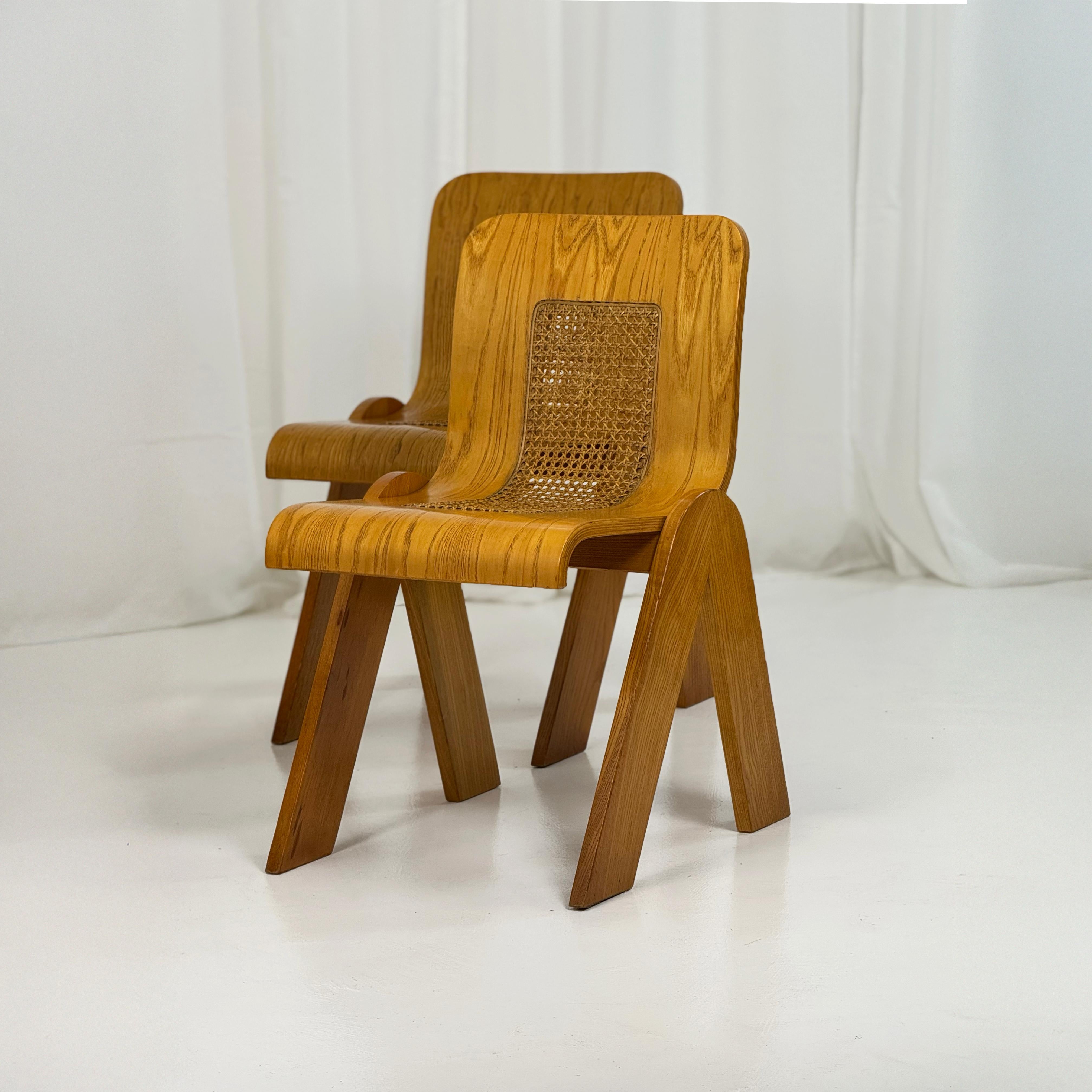 Mid-Century Modern Set of 4 chairs in curved plywood by Gigi Sabadin for Stilwood, Italy 1970s