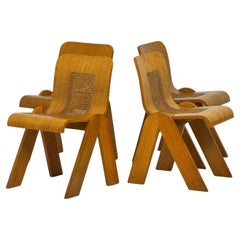 Ensemble de 4 chaises en contreplaqué courbé de Gigi Sabadin pour Stilwood, Italie, années 1970