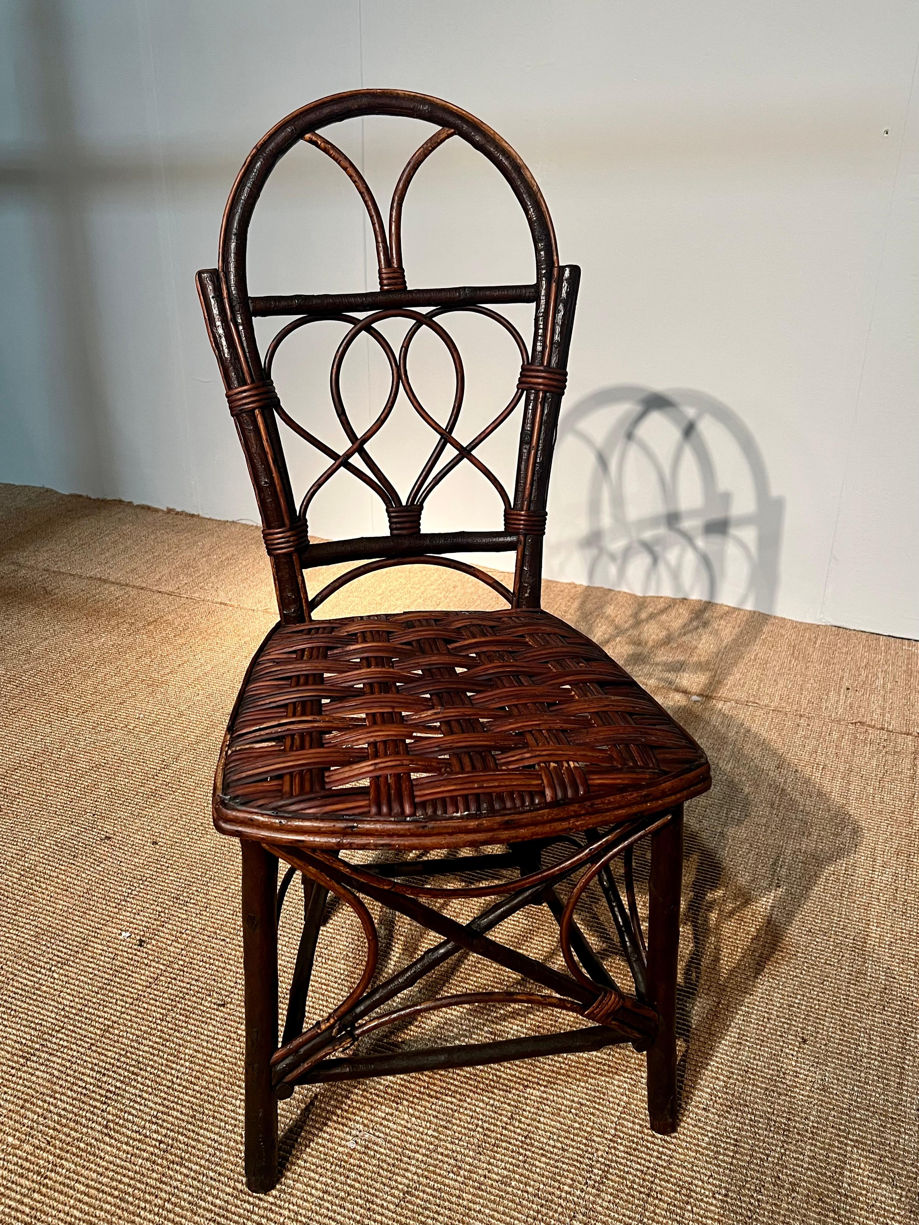 Set di 4 sedie in ramoscelli di nocciolo In condizioni discrete in vendita a PARIS, FR