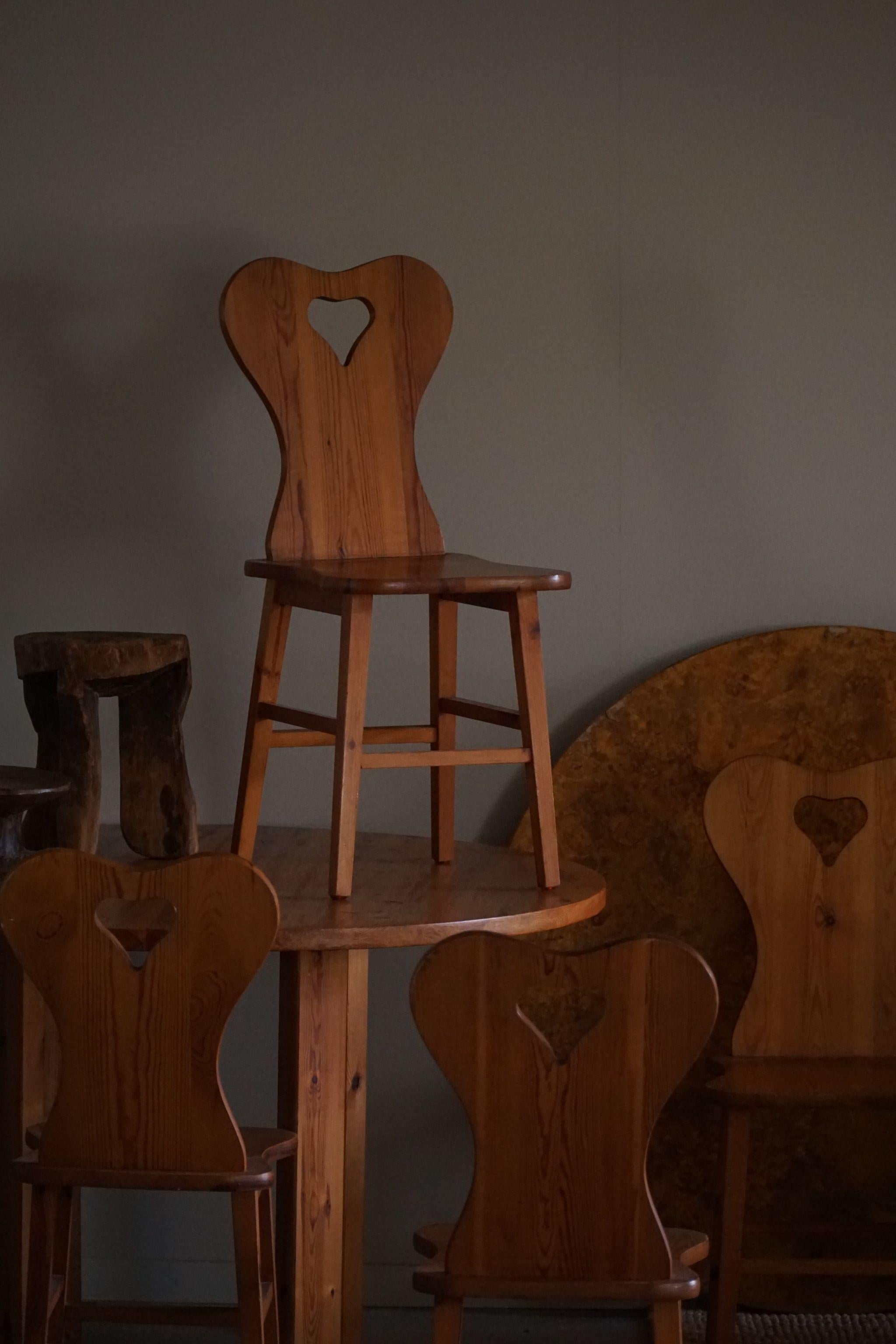 Juego de 4 sillas de pino, de un ebanista sueco, moderno escandinavo, años 60 en venta 10