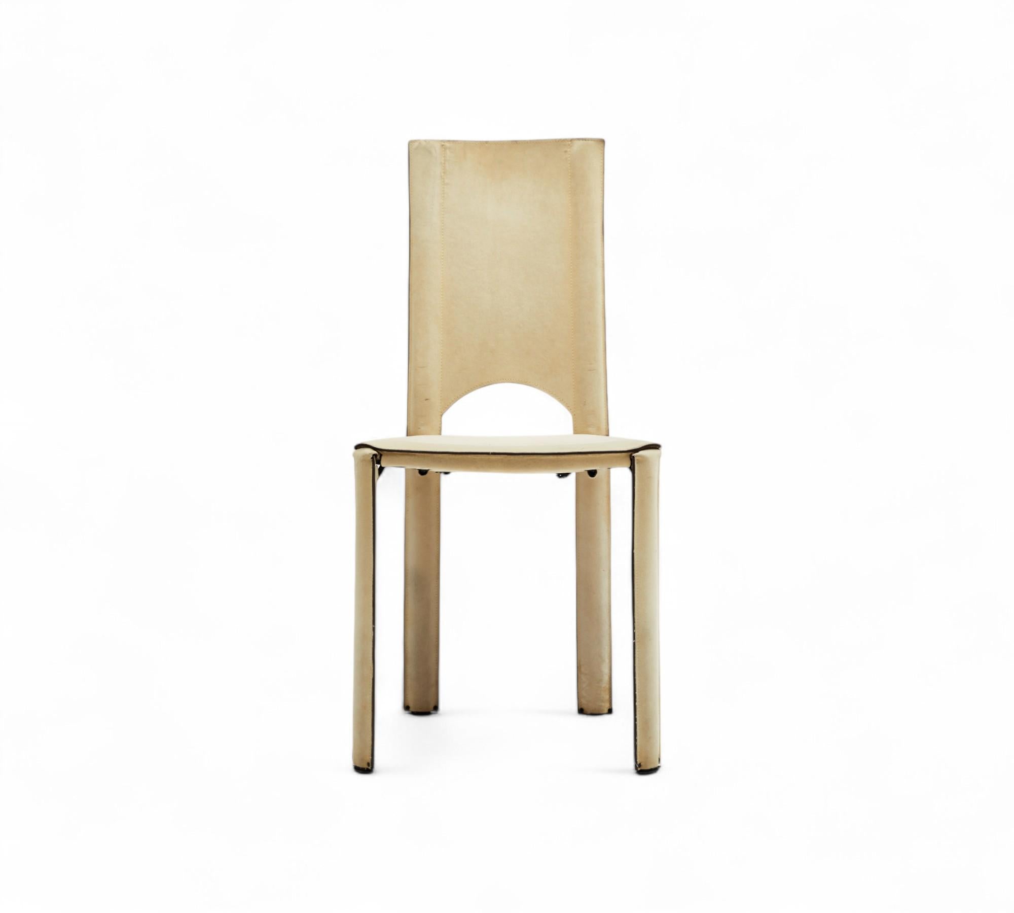 Mid-Century moderno Set di 4 sedie in pelle scamosciata, Mario Bellini, anni '70 in vendita