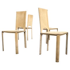 Set di 4 sedie in pelle scamosciata, Mario Bellini, anni '70