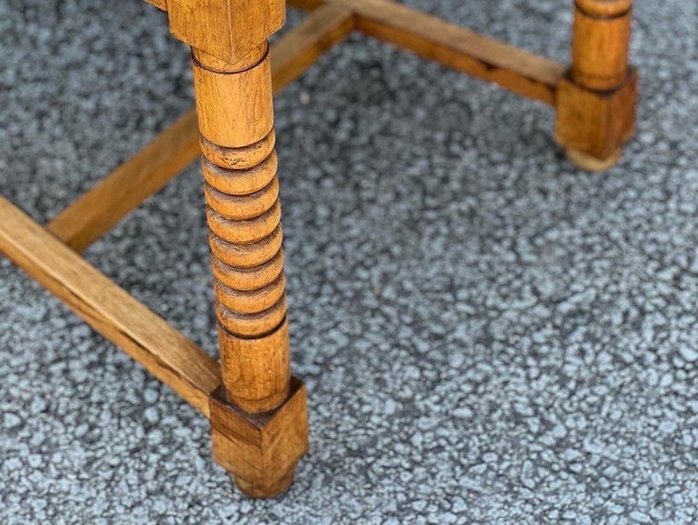 Set of 4 Chairs in Walnut and Straw in the Taste of Victor Courtray For